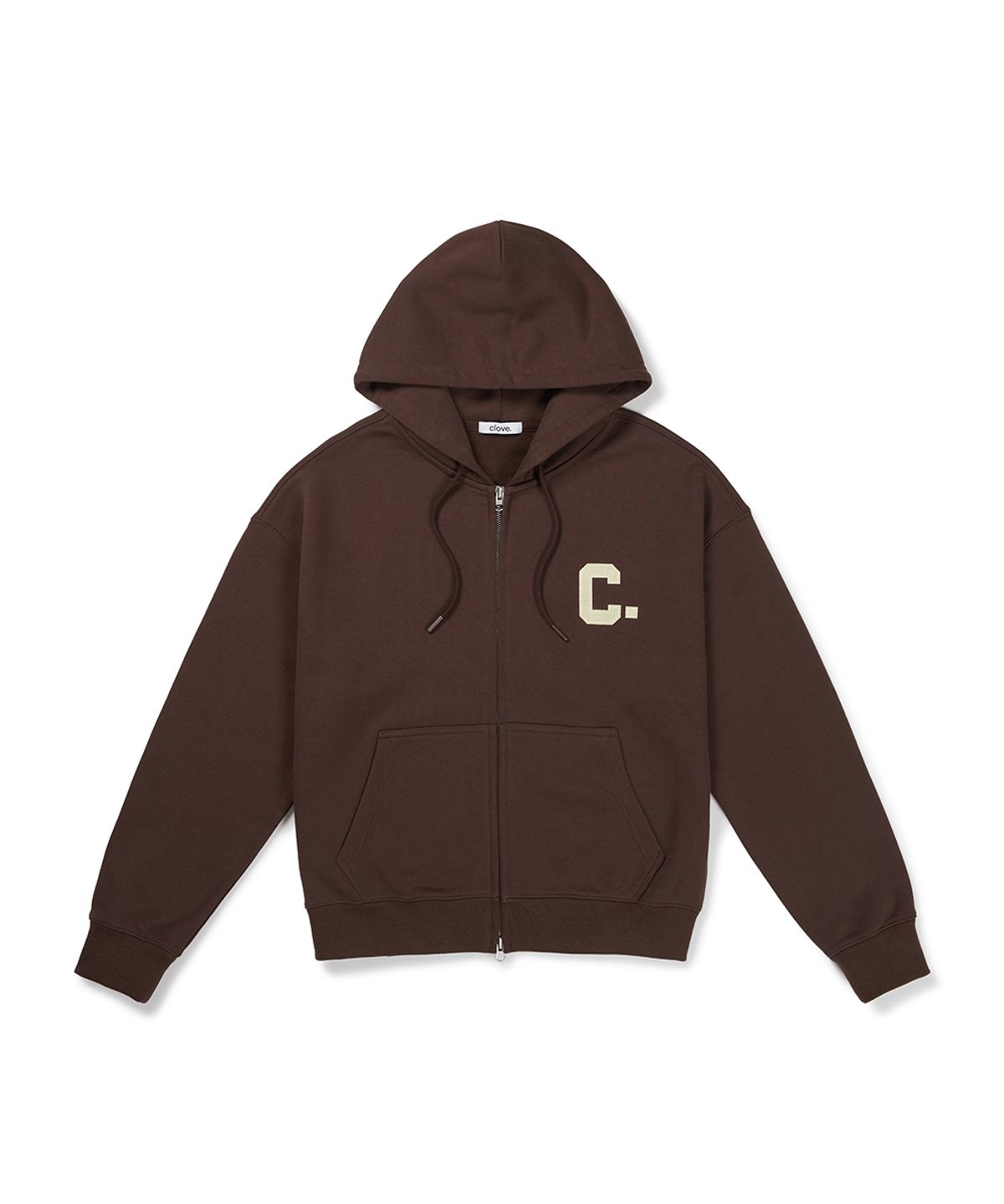 클로브(CLOVE) [26FW clove] College Zip-Up Hoodie (Brown)