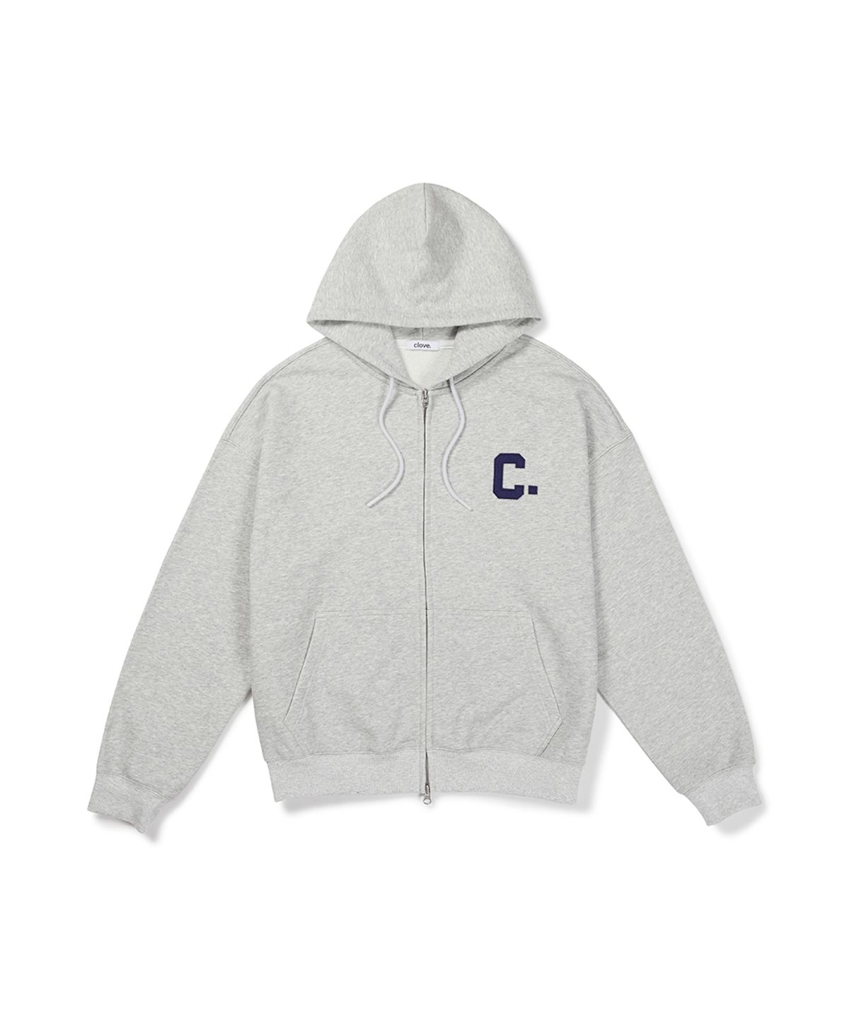 클로브(CLOVE) [26FW clove] College Zip-Up Hoodie (Melange Grey)