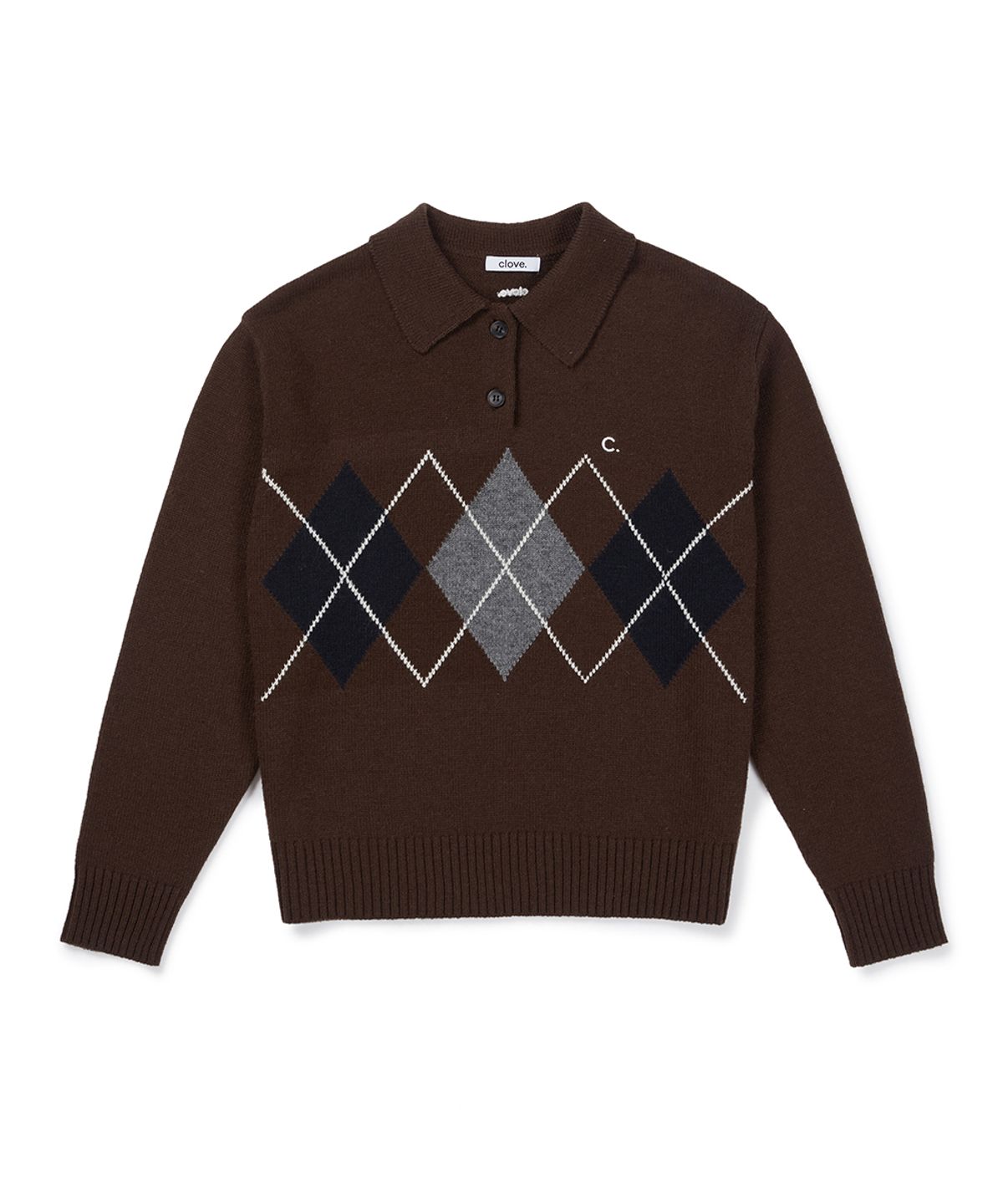 클로브(CLOVE) [26FW clove] Argyle Collar Pullover (Brown)