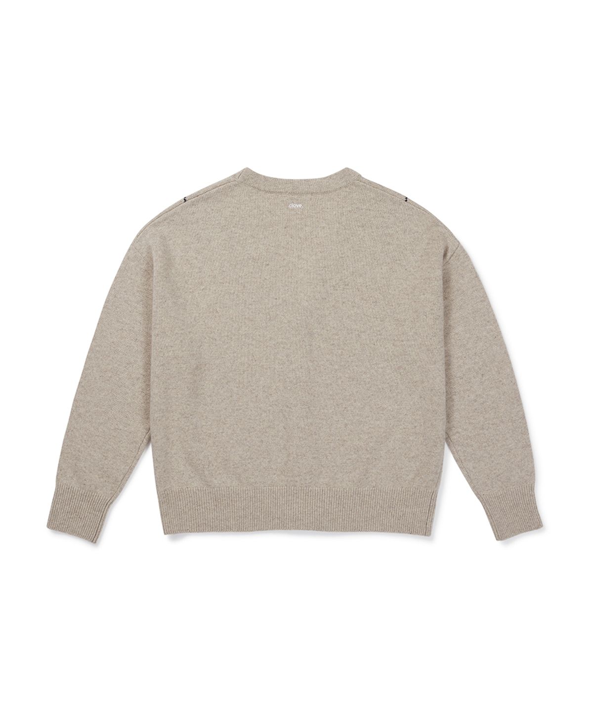클로브(CLOVE) [26FW clove] Argyle V-Neck Cardigan (Oatmeal)
