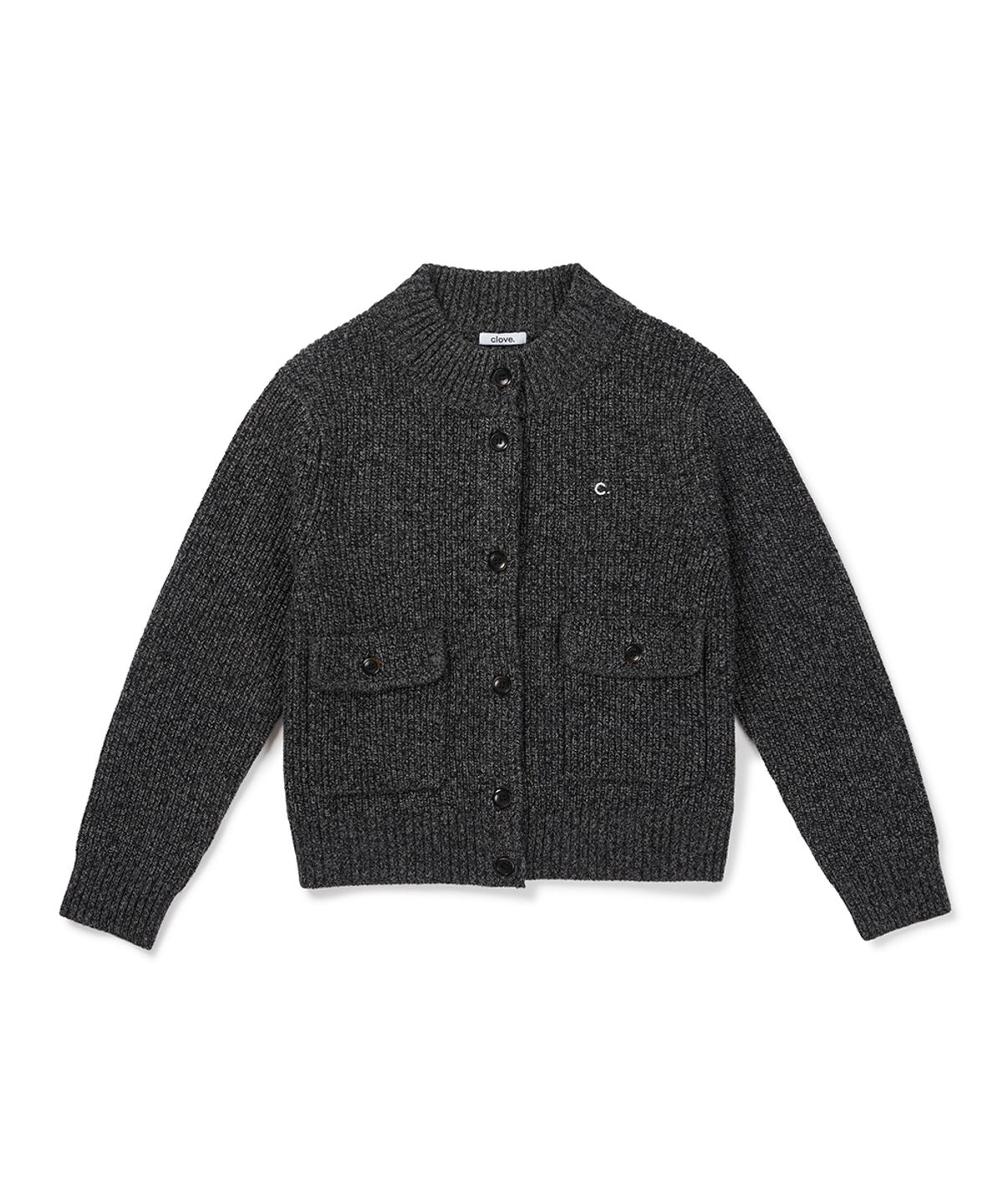 클로브(CLOVE) [26FW clove] Button-Up Knit Cardigan (Charcoal Grey)