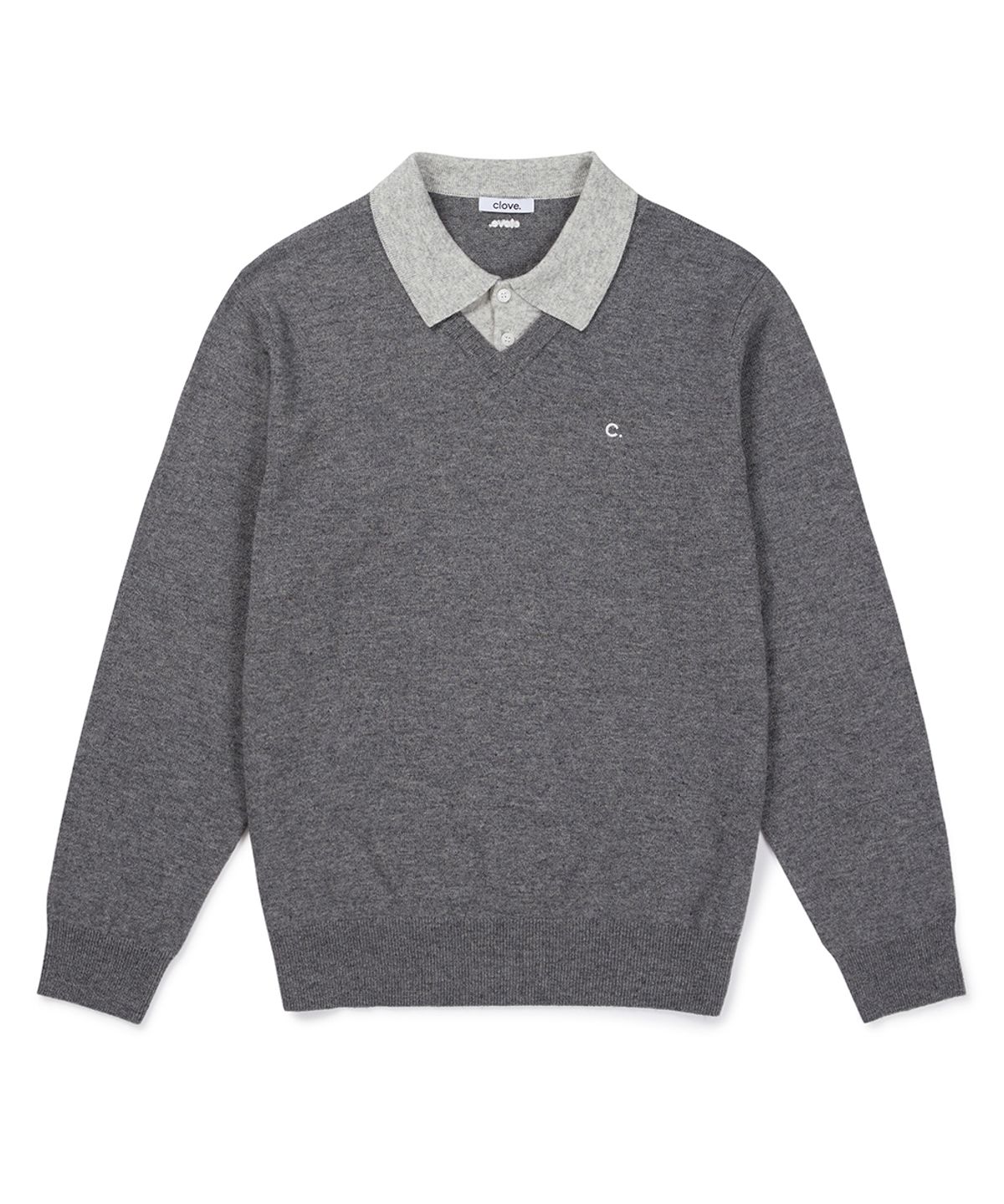클로브(CLOVE) [26FW clove] Contrast Collar Knit Pullover_Men (Charcoal Grey)