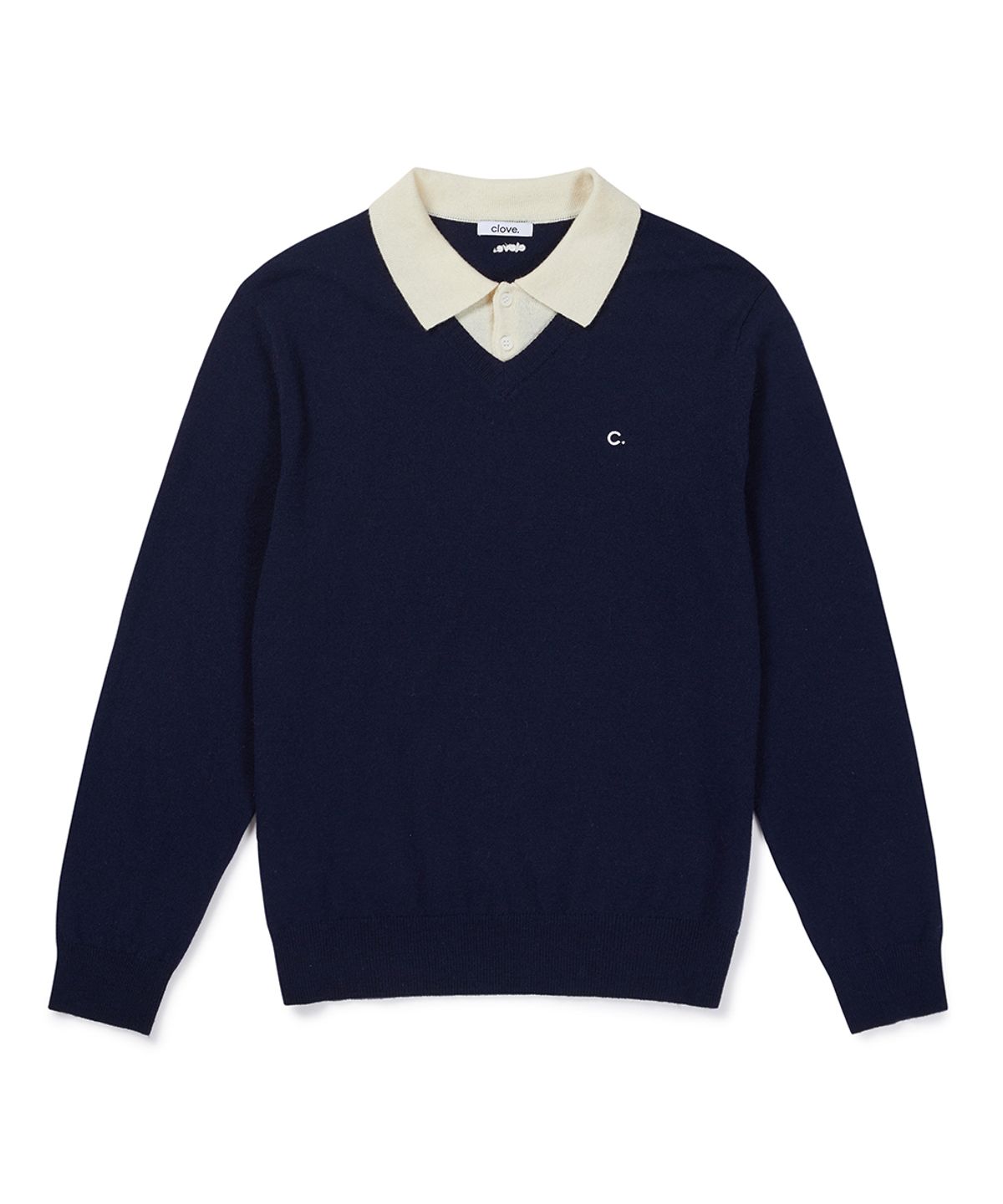 클로브(CLOVE) [26FW clove] Contrast Collar Knit Pullover_Men (Navy)