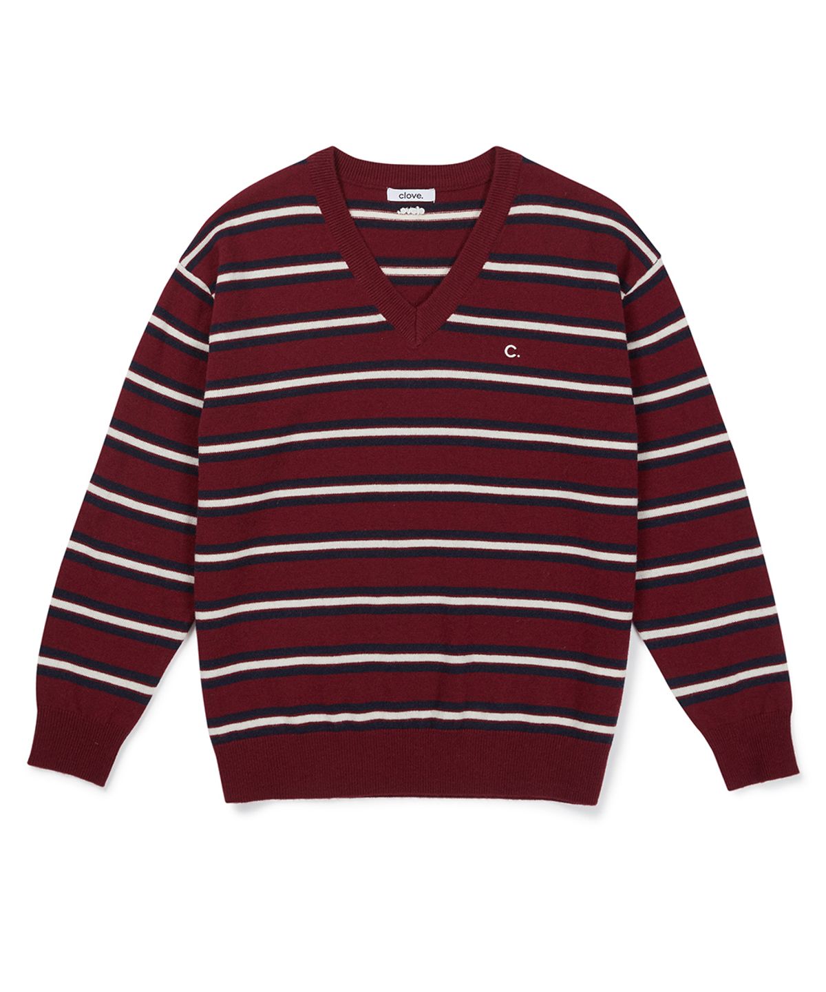 클로브(CLOVE) [26FW clove] Striped Knit Pullover (Burgundy)