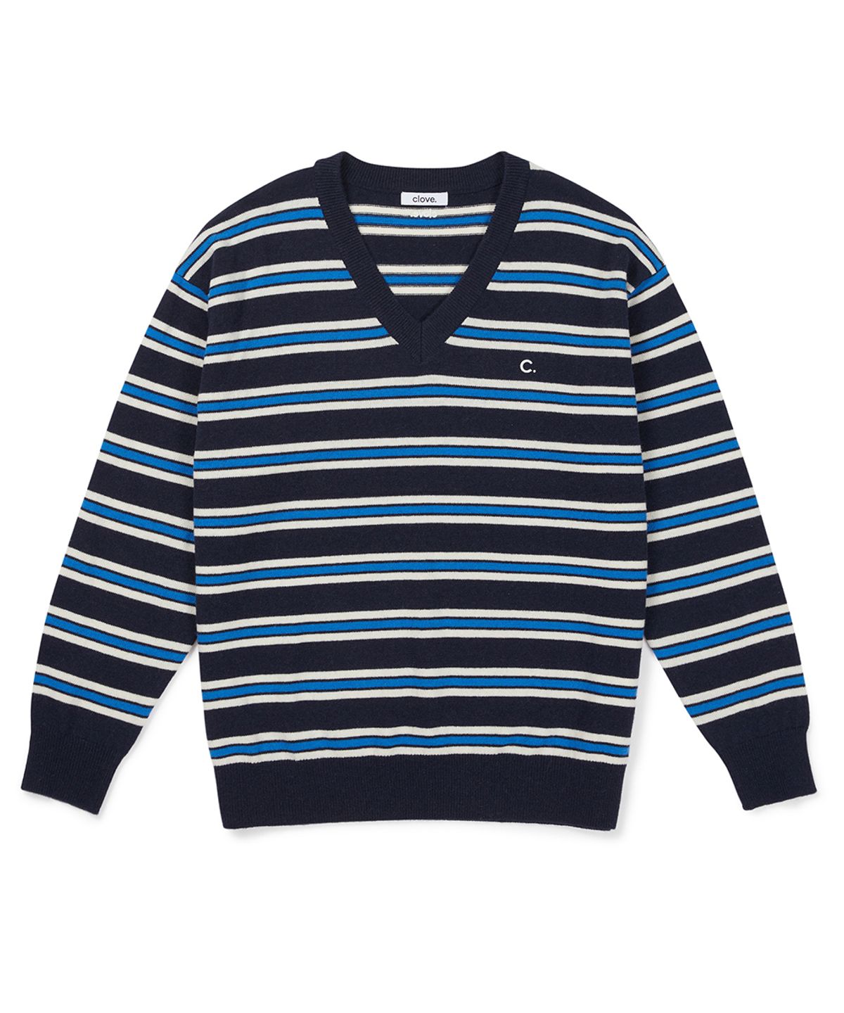 클로브(CLOVE) [26FW clove] Striped Knit Pullover (Navy)