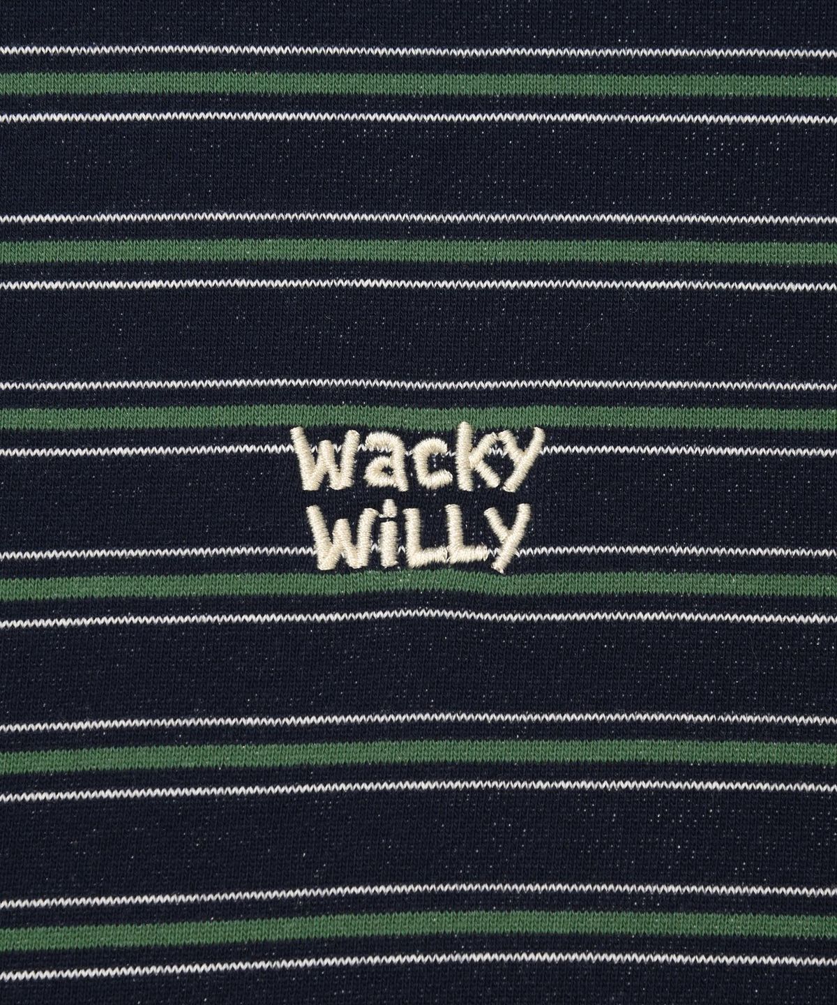 와키윌리(WACKY WILLY) 스몰 로고 멀티 스트라이프 맨투맨 네이비