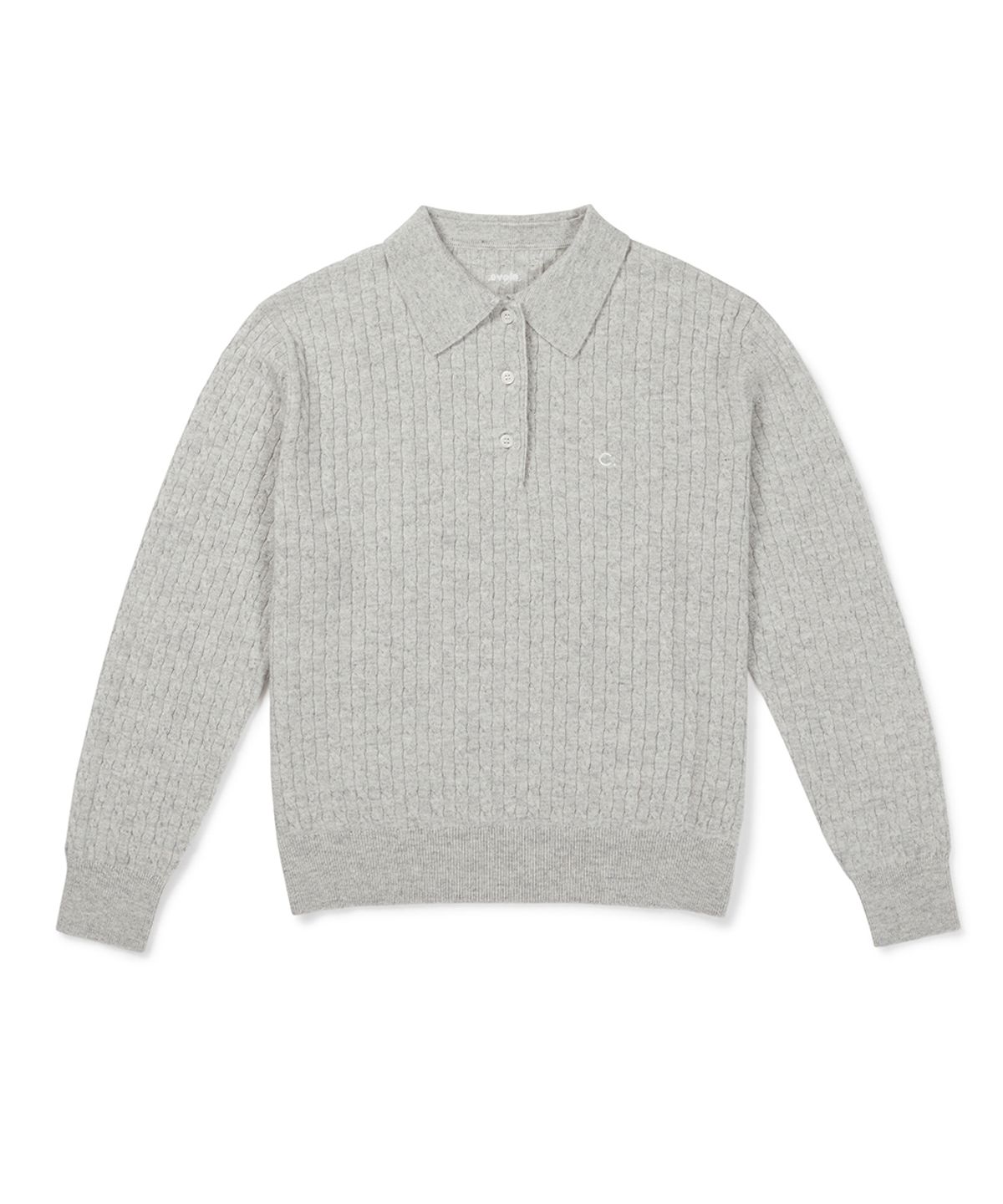 클로브(CLOVE) [26FW clove] Cable Collared Knit Pullover (Light Grey)