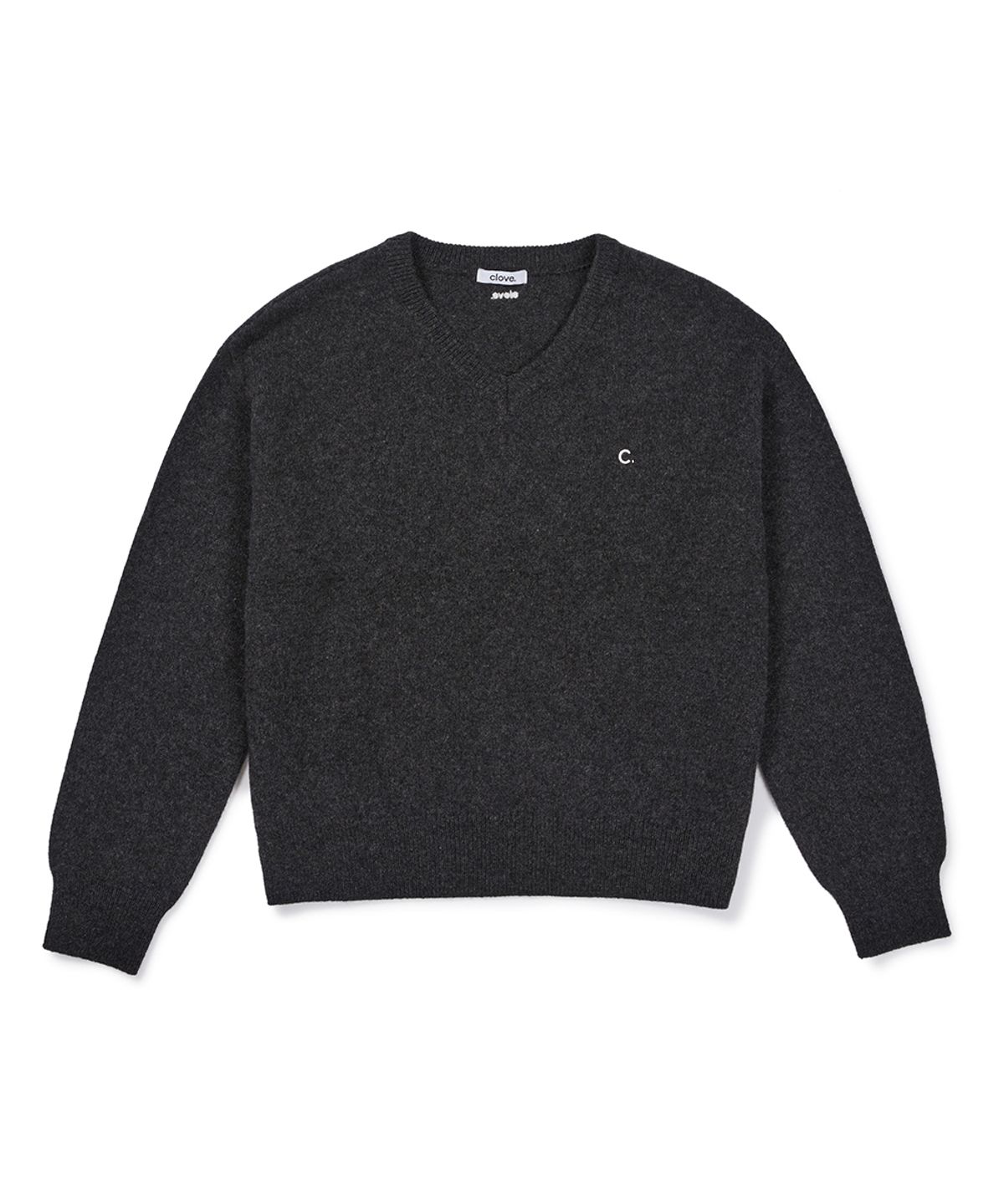 클로브(CLOVE) [26FW clove] V-Neck Knit Pullover (Charcoal Grey)