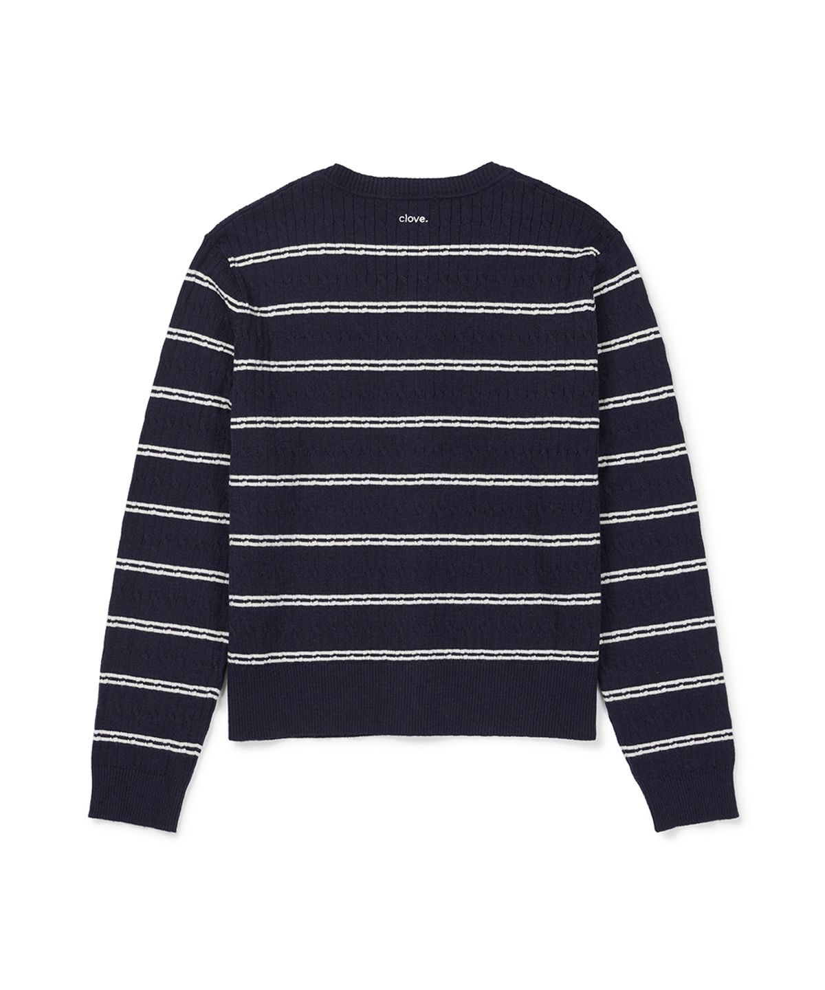 클로브(CLOVE) [26FW clove] Stripe Crew Neck Cardigan (Navy)