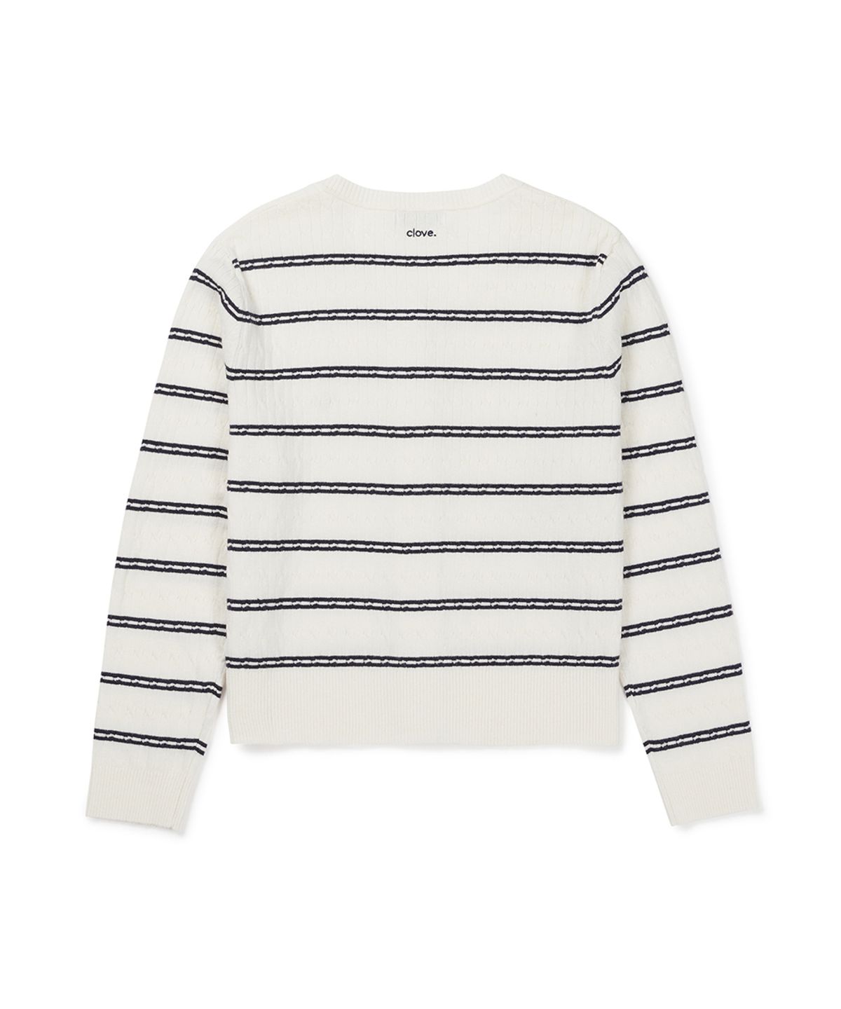 클로브(CLOVE) [26FW clove] Stripe Crew Neck Cardigan (Ivory)