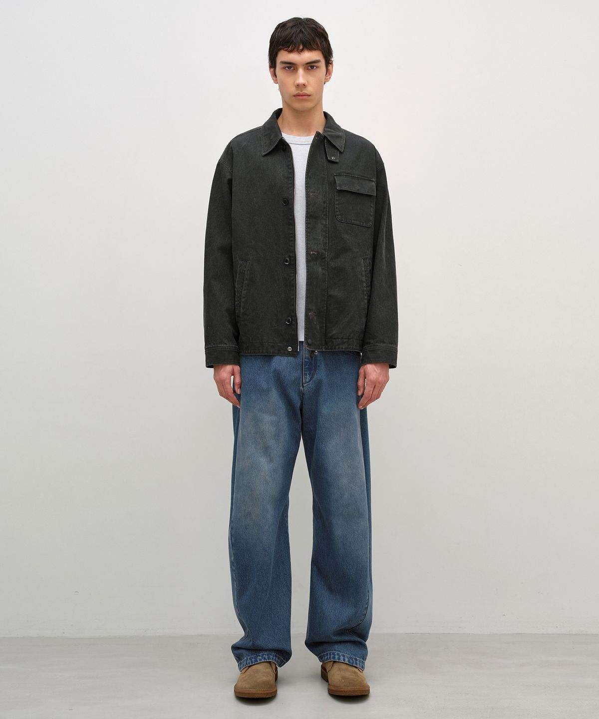 인사일런스(INSILENCE) 빈티지 워시드 덱 자켓 v2 DARK GREY