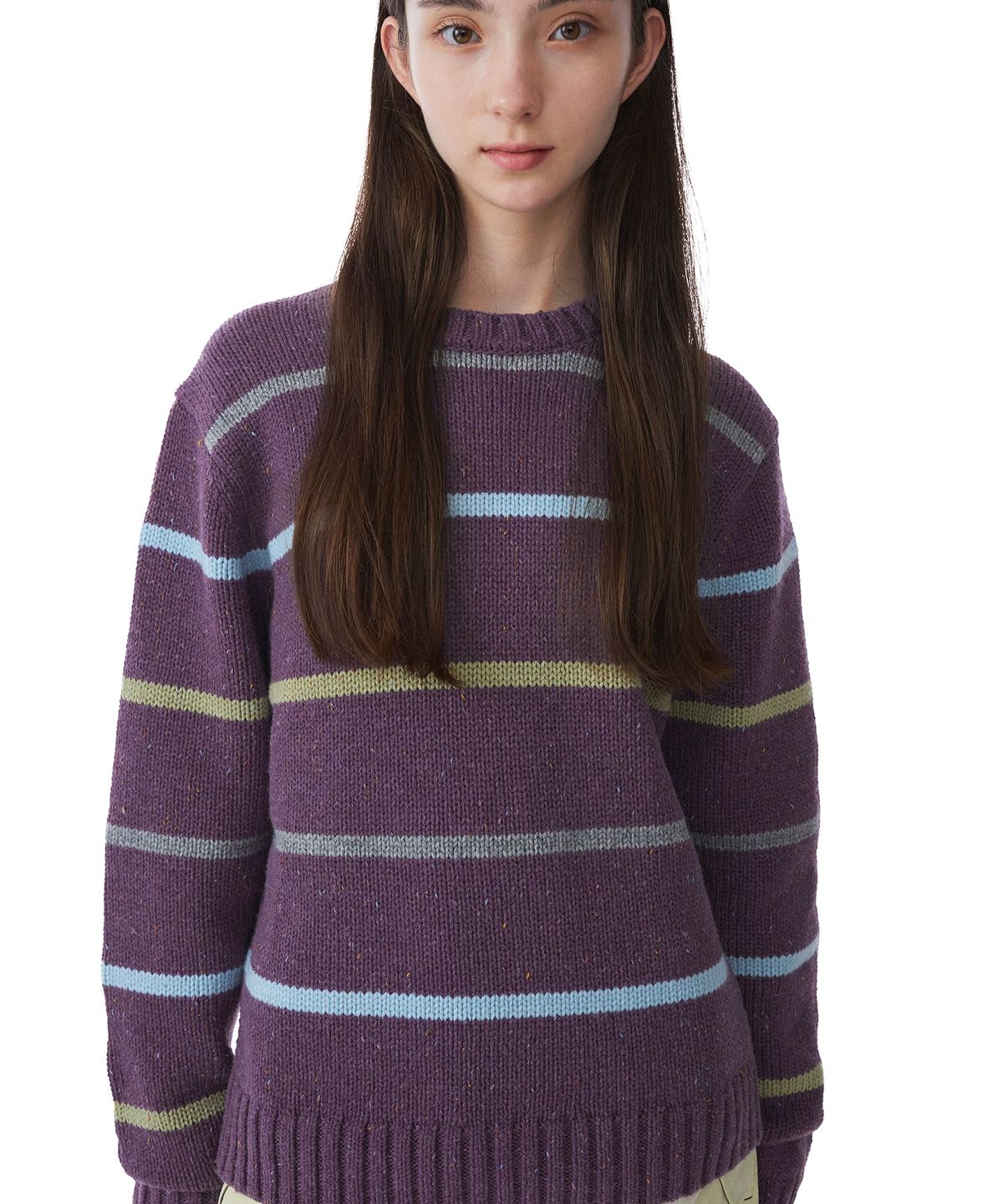 썬러브투어(SUNLOVETOUR) Stripe Crewneck Knit Purple