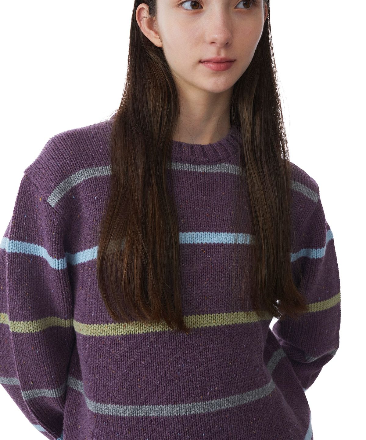 썬러브투어(SUNLOVETOUR) Stripe Crewneck Knit Purple