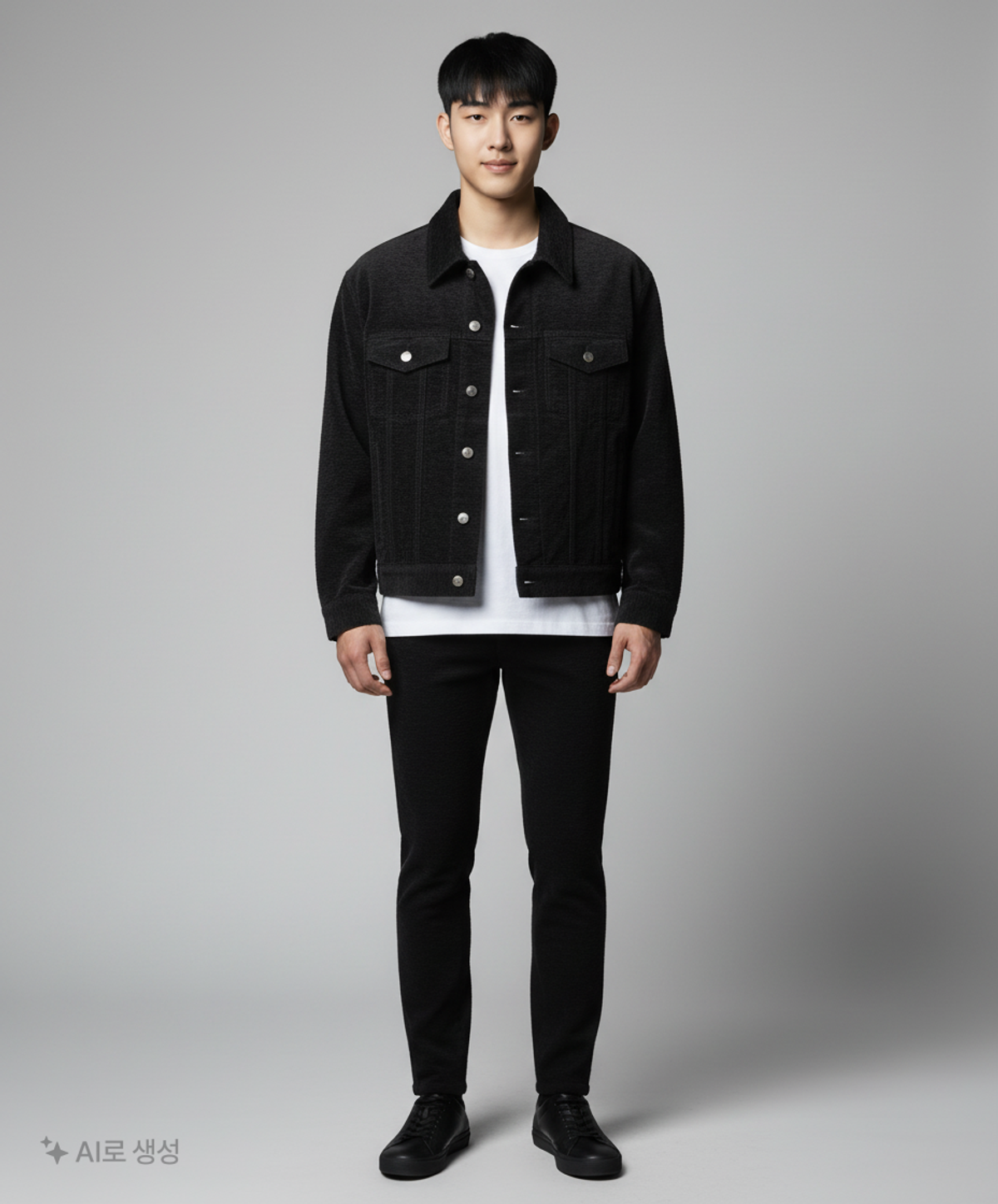 노이어(NOIRER) 벨벳 텍스쳐 데님 트러커 자켓 (블랙) 2XL