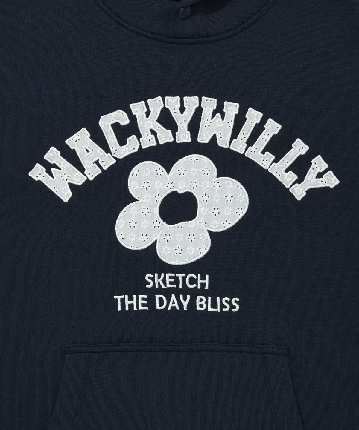 와키윌리(WACKY WILLY) 우먼스 레이스 아플리케 후디 네이비