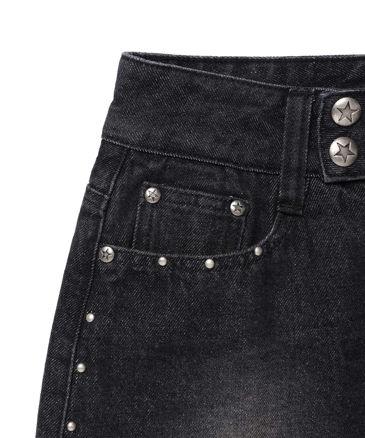카비시(CAVISH) W STAR APPLIQUE LAYERED SKIRT DENIM PANTS BLACK(CV2GFFD111A)
