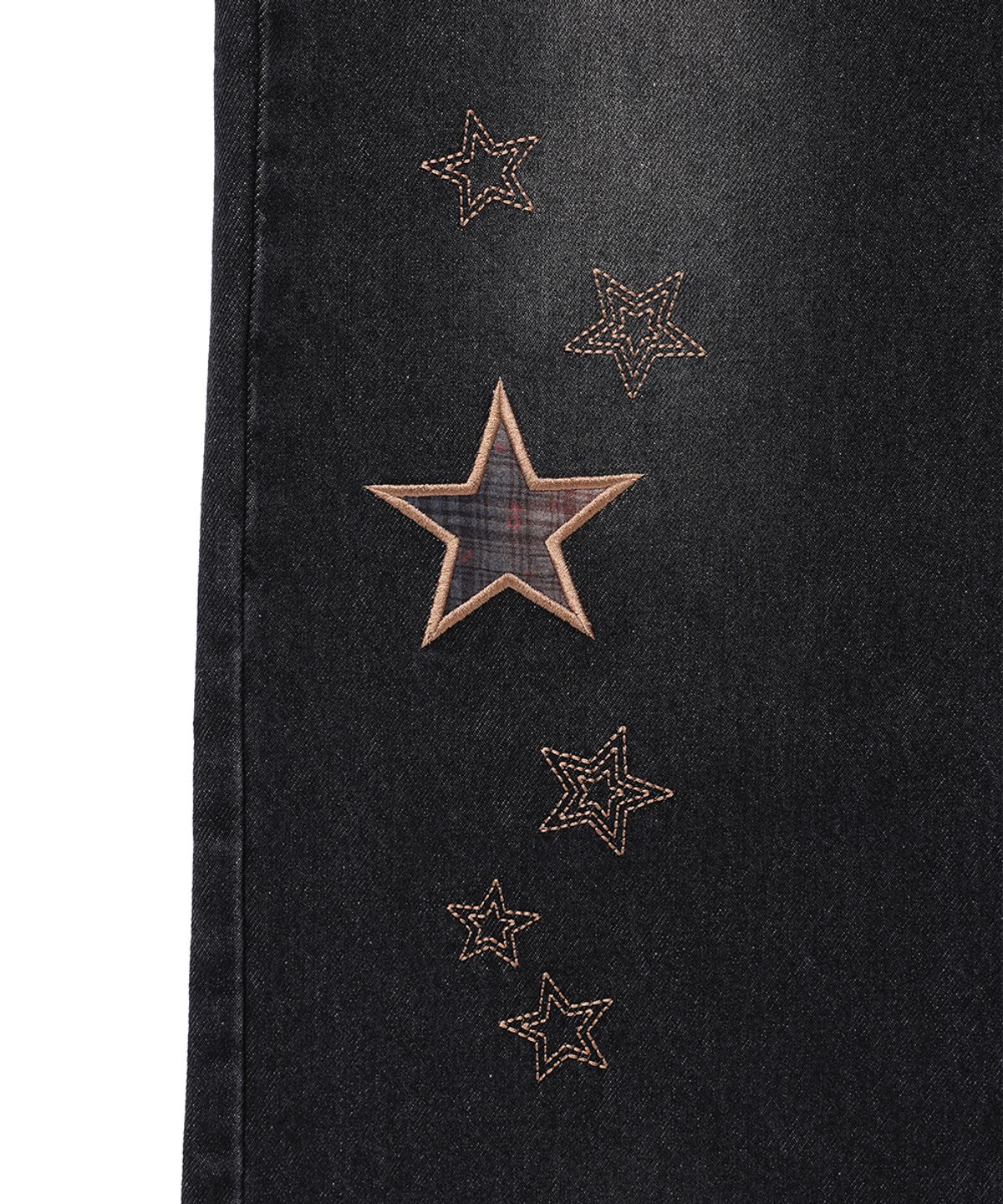 카비시(CAVISH) W STAR APPLIQUE LAYERED SKIRT DENIM PANTS BLACK(CV2GFFD111A)