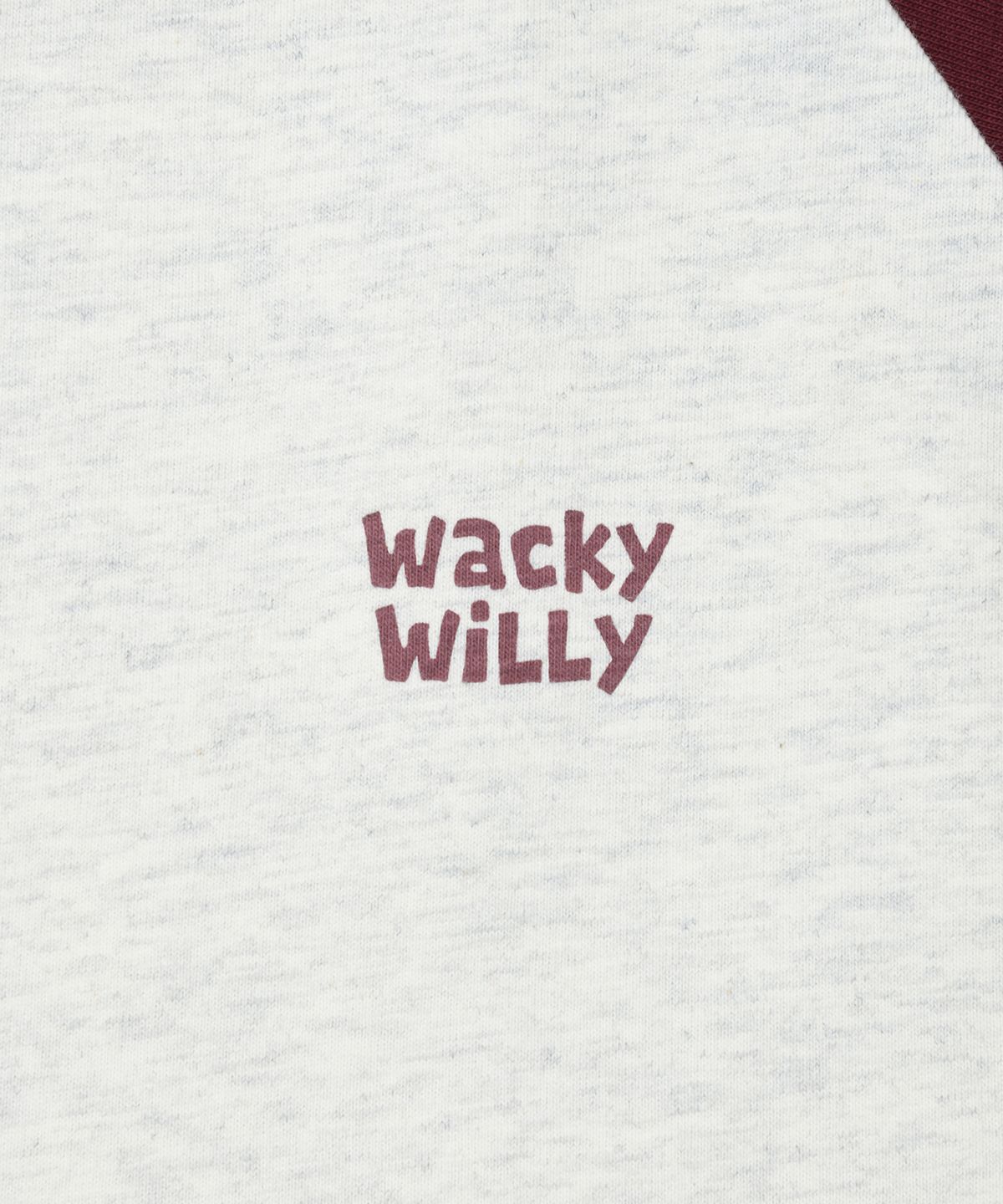 와키윌리(WACKY WILLY) 오벌 로고 래글런 롱슬리브 버건디