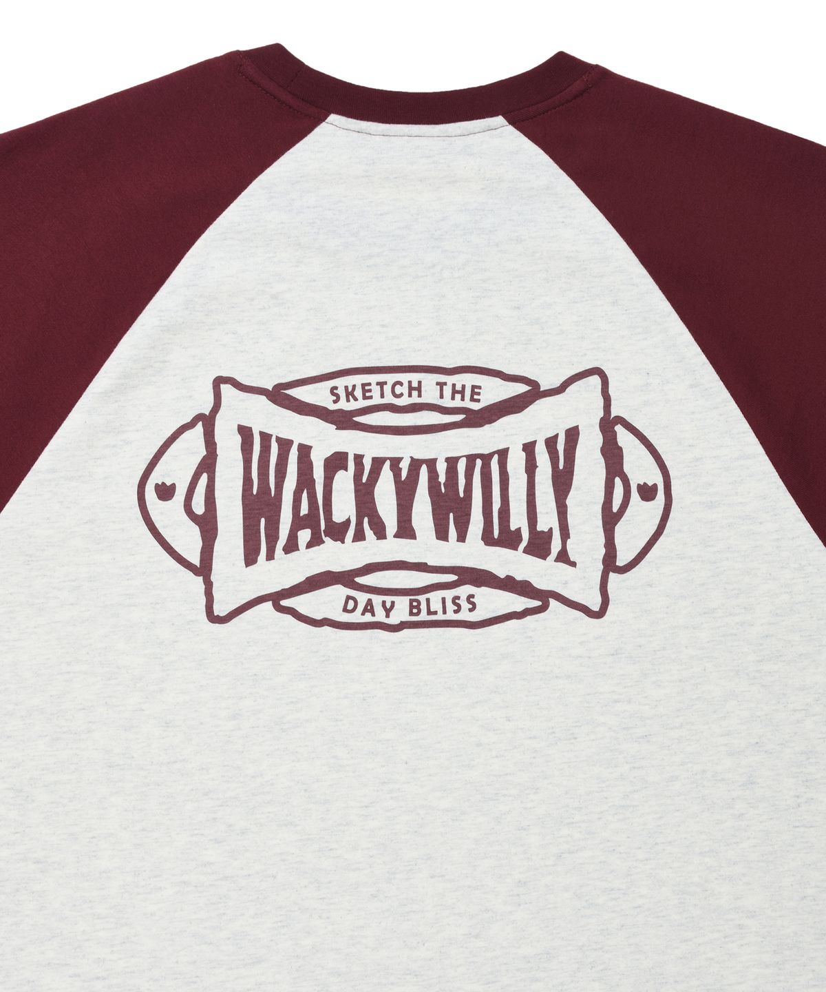 와키윌리(WACKY WILLY) 오벌 로고 래글런 롱슬리브 버건디