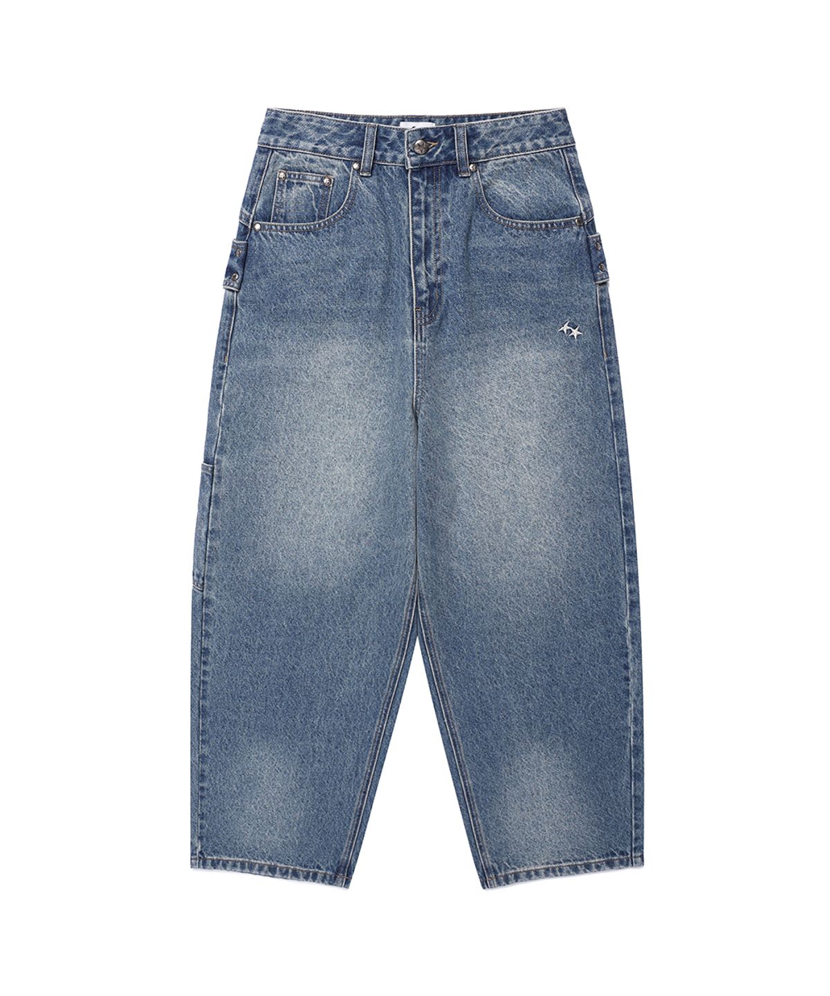 카비시(CAVISH) CINCH BACK CURVED DENIM PANTS BLUE(CV2GFFD110A)