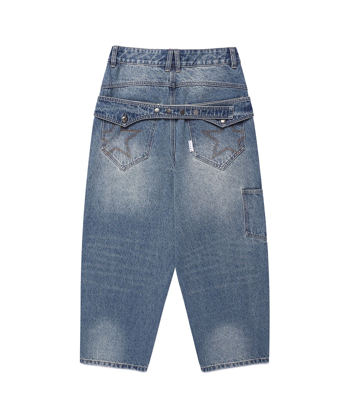 카비시(CAVISH) CINCH BACK CURVED DENIM PANTS BLUE(CV2GFFD110A)