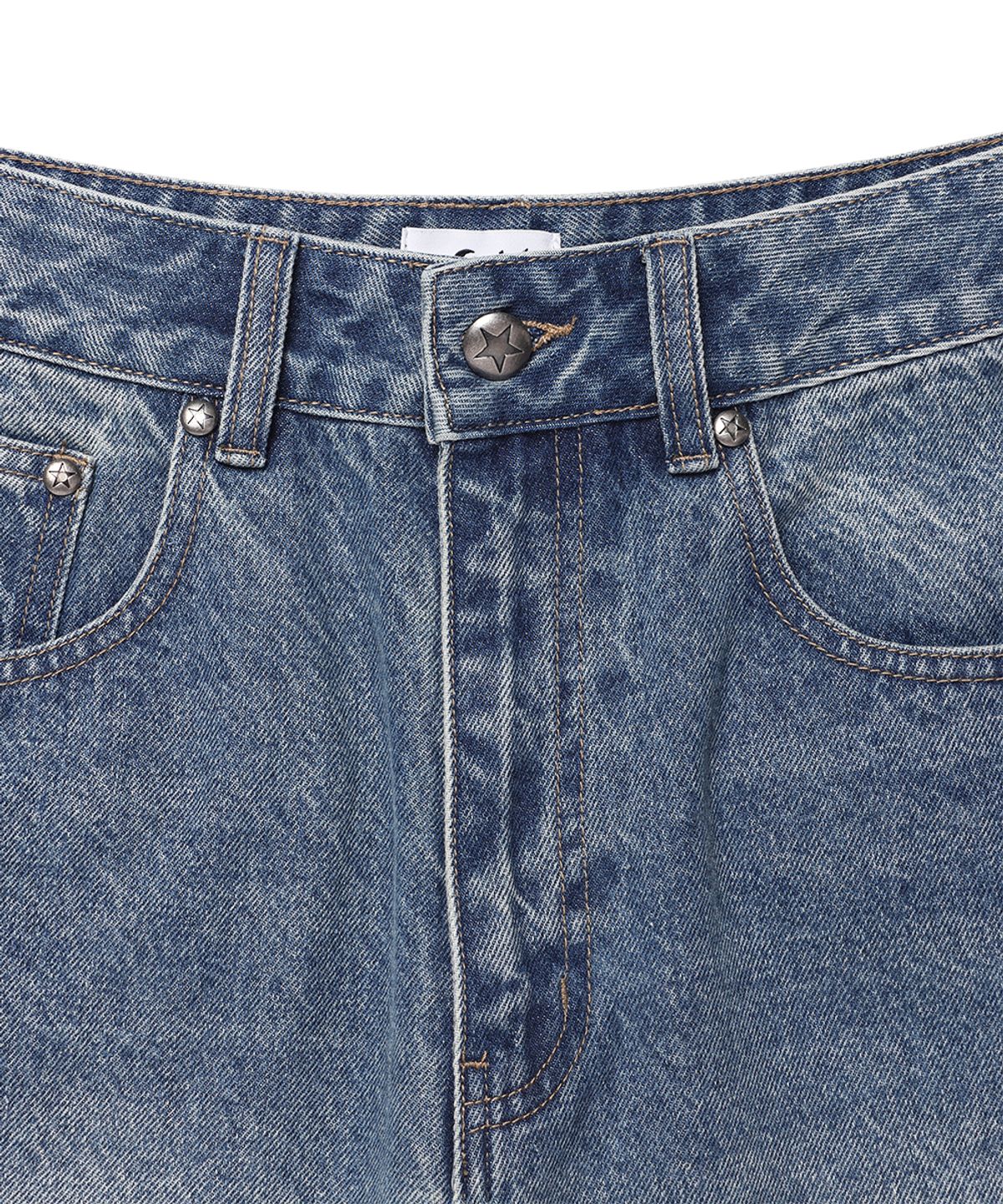 카비시(CAVISH) CINCH BACK CURVED DENIM PANTS BLUE(CV2GFFD110A)