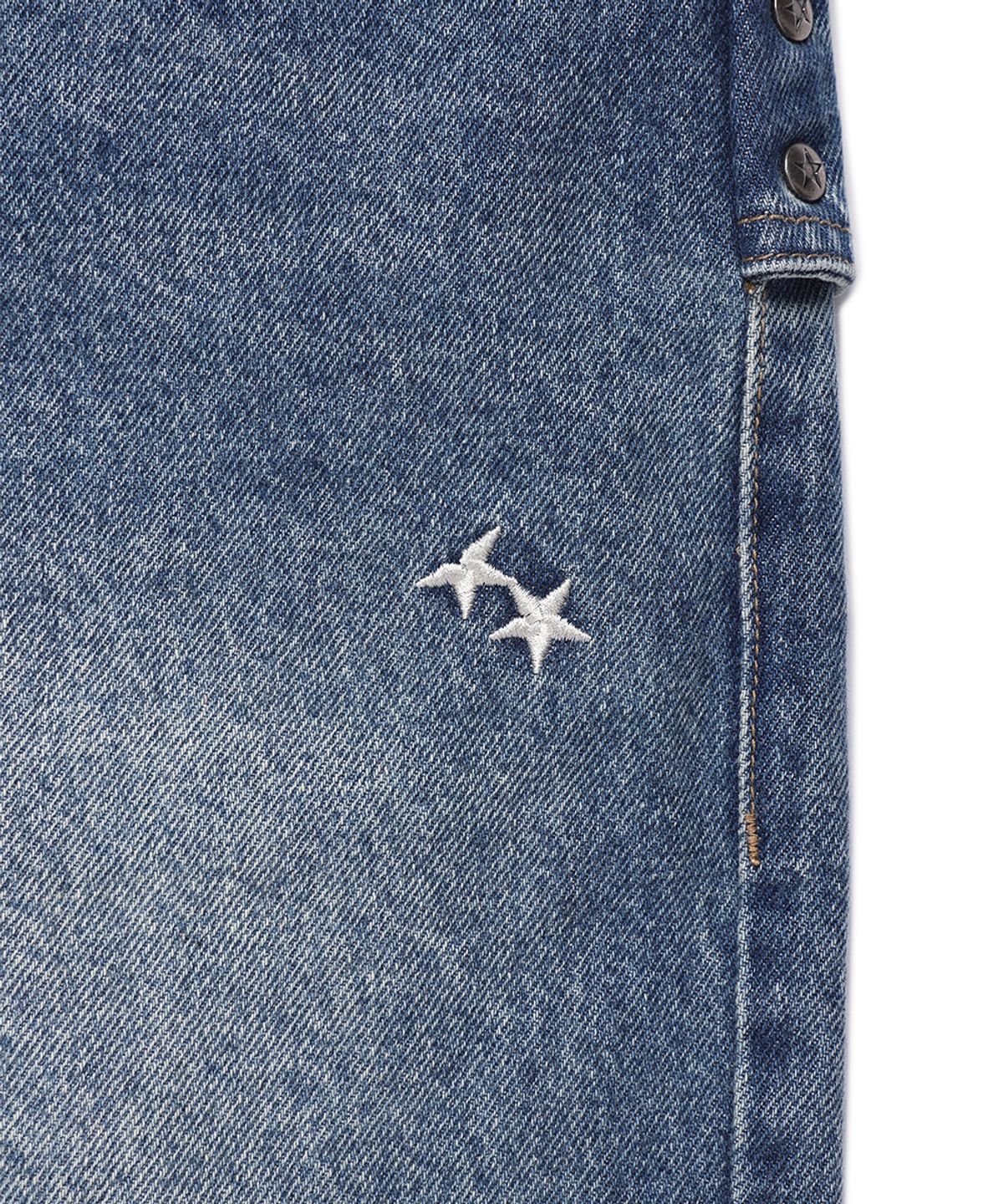 카비시(CAVISH) CINCH BACK CURVED DENIM PANTS BLUE(CV2GFFD110A)
