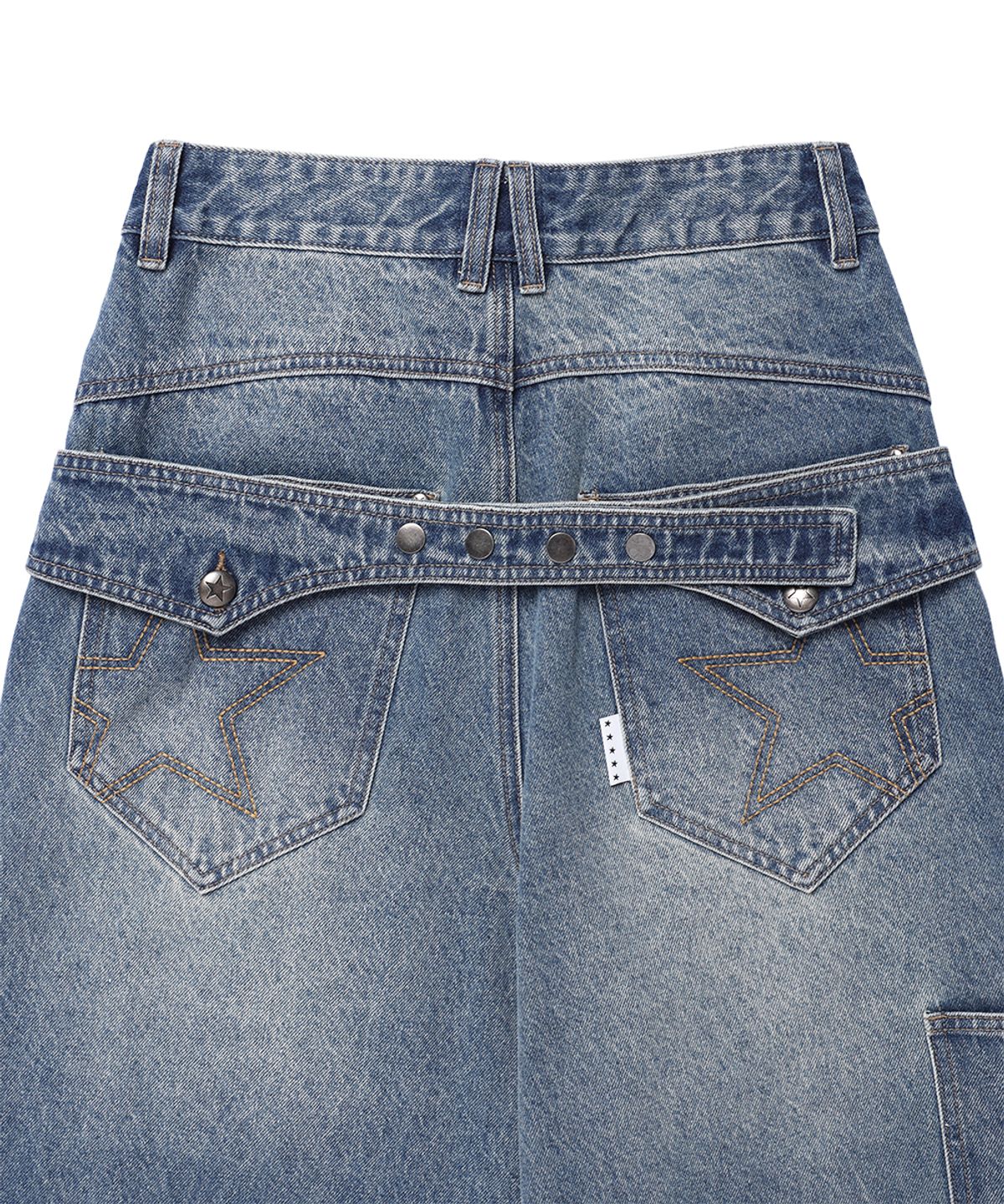카비시(CAVISH) CINCH BACK CURVED DENIM PANTS BLUE(CV2GFFD110A)