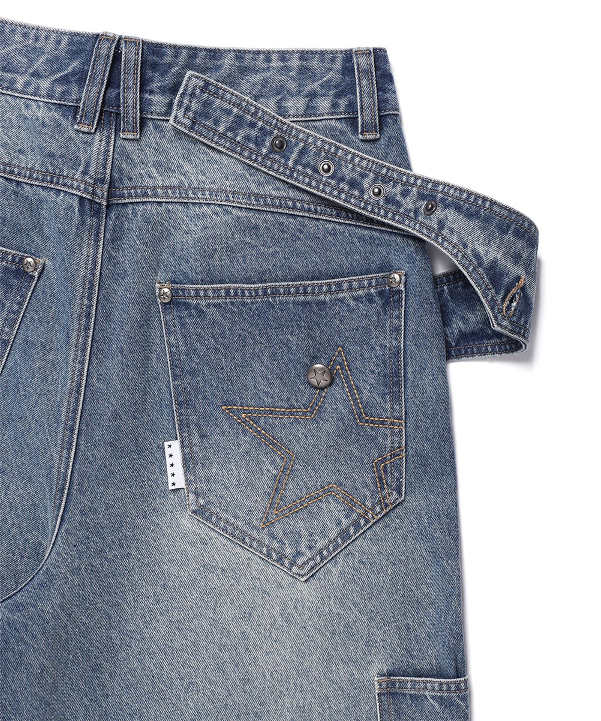 카비시(CAVISH) CINCH BACK CURVED DENIM PANTS BLUE(CV2GFFD110A)