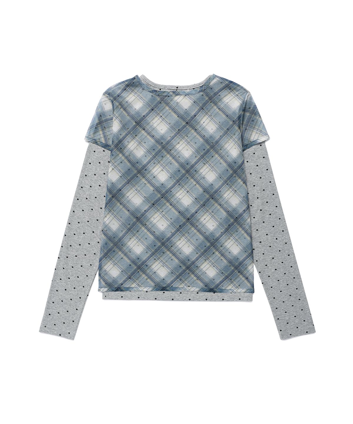 카비시(CAVISH) SHEER CHECK LAYERED LS TEE BLUE(CV2GFFT557A)