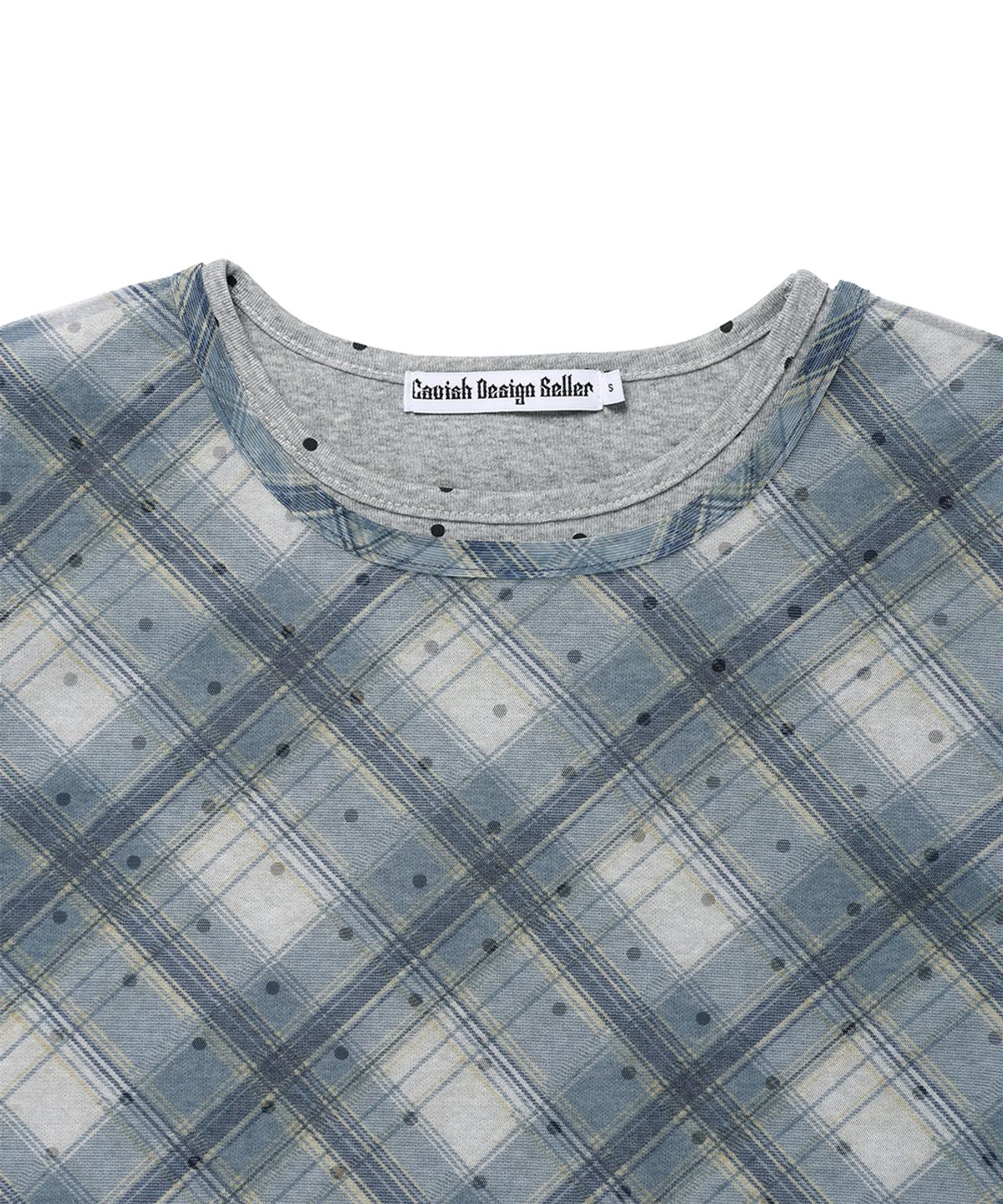 카비시(CAVISH) SHEER CHECK LAYERED LS TEE BLUE(CV2GFFT557A)