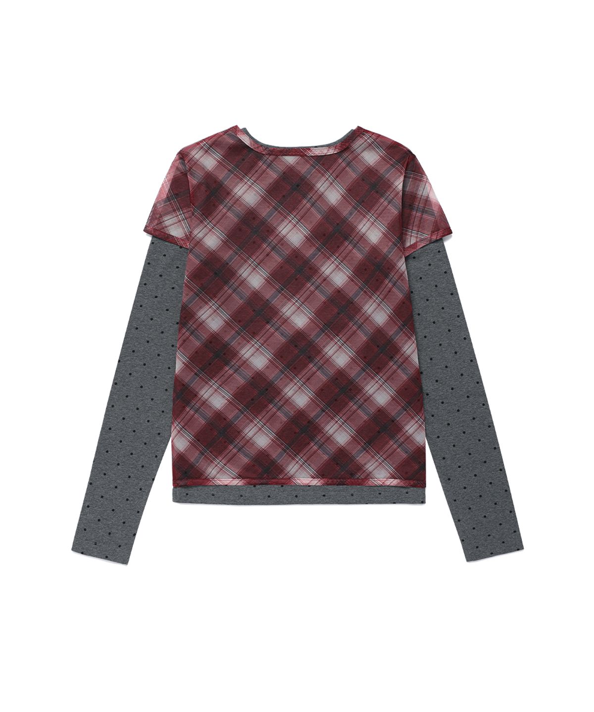 카비시(CAVISH) SHEER CHECK LAYERED LS TEE BURGUNDY(CV2GFFT557A)