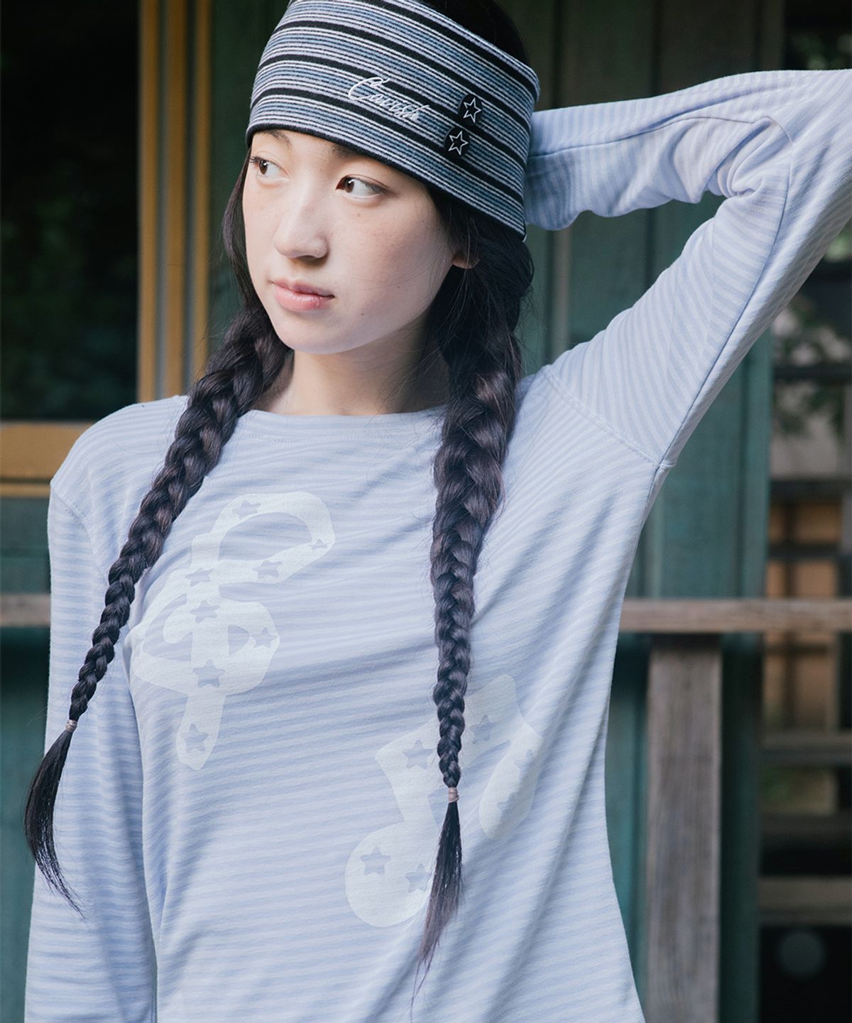 카비시(CAVISH) STRIPED MUSIC NOTE LS TEE BLUE(CV2GFFT554A)
