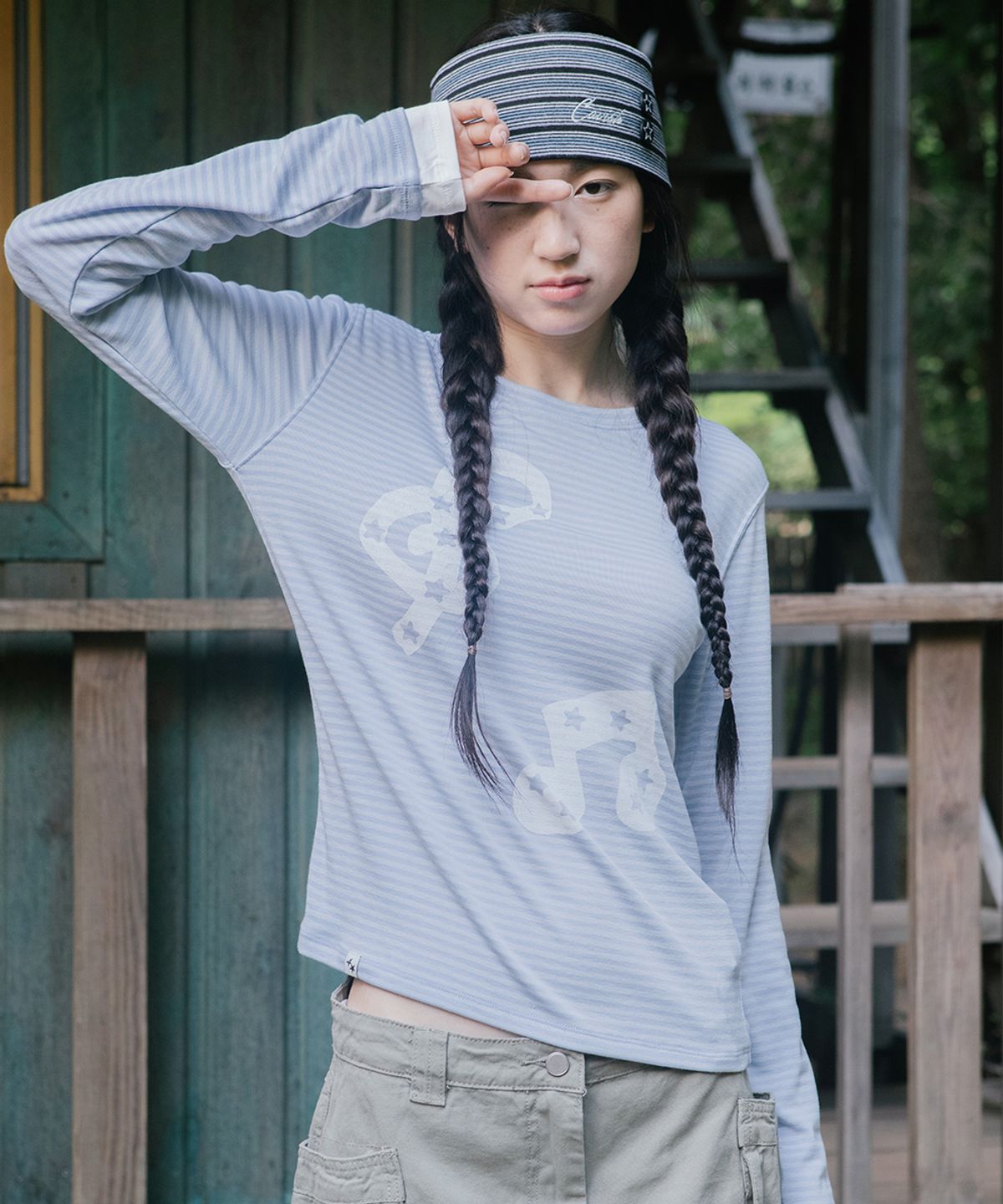 카비시(CAVISH) STRIPED MUSIC NOTE LS TEE BLUE(CV2GFFT554A)