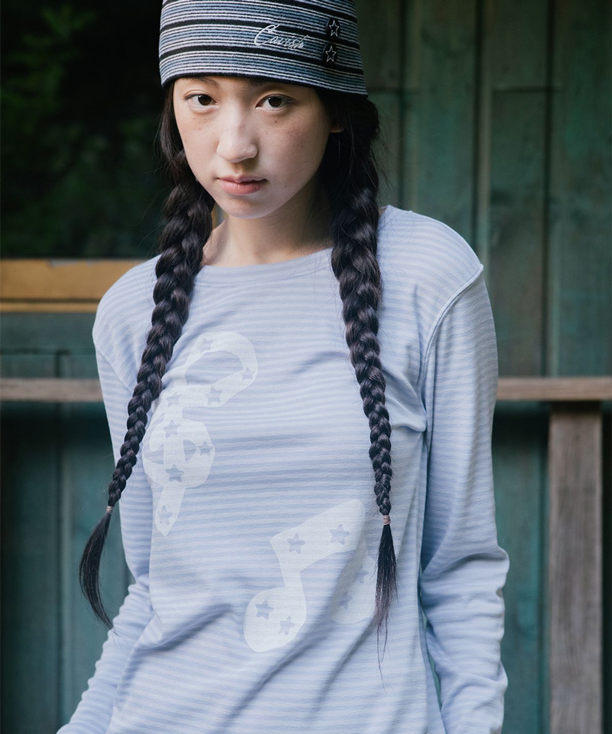 카비시(CAVISH) STRIPED MUSIC NOTE LS TEE BLUE(CV2GFFT554A)