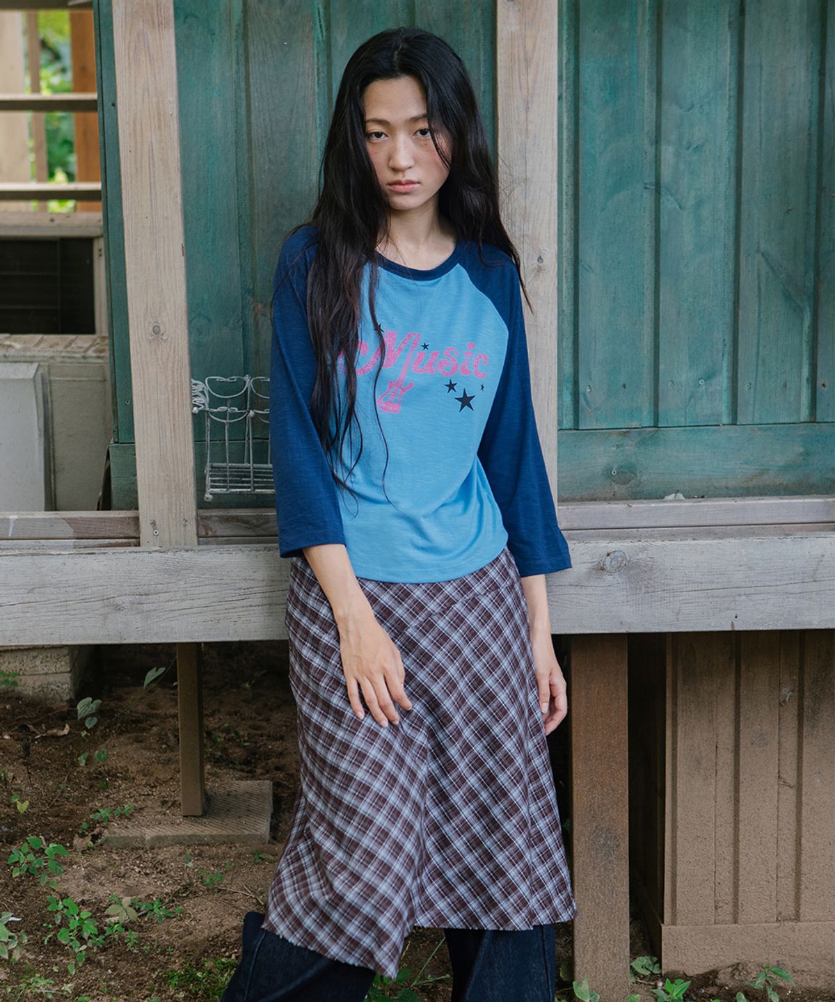 카비시(CAVISH) VINTAGE MUSIC RAGLAN TEE BLUE(CV2GFFT551A)