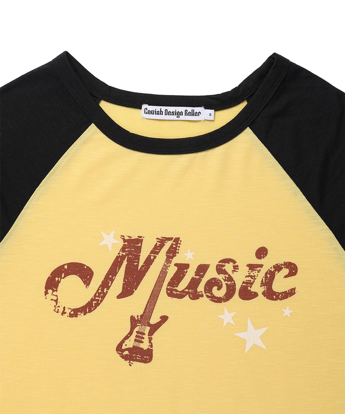 카비시(CAVISH) VINTAGE MUSIC RAGLAN TEE YELLOW(CV2GFFT551A)