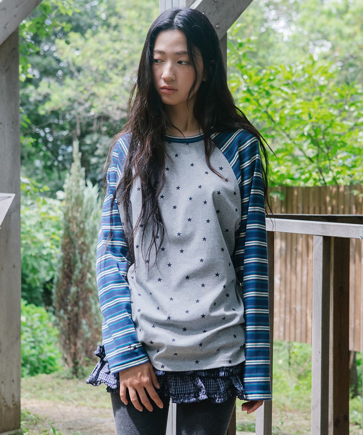 카비시(CAVISH) STRIPED STAR RAGLAN LS TEE BLUE(CV2GFFT561A)