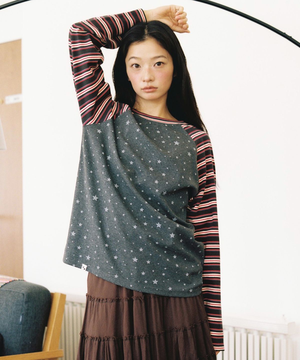 카비시(CAVISH) STRIPED STAR RAGLAN LS TEE PURPLE (CV2GFFT561A)