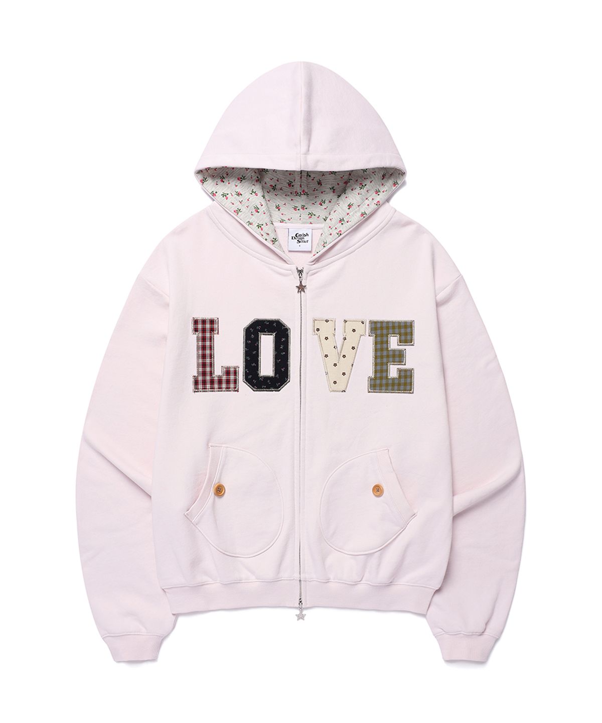 카비시(CAVISH) APPLIQUE LOVE ZIP UP HOODIE PINK(CV2GFFM486A)