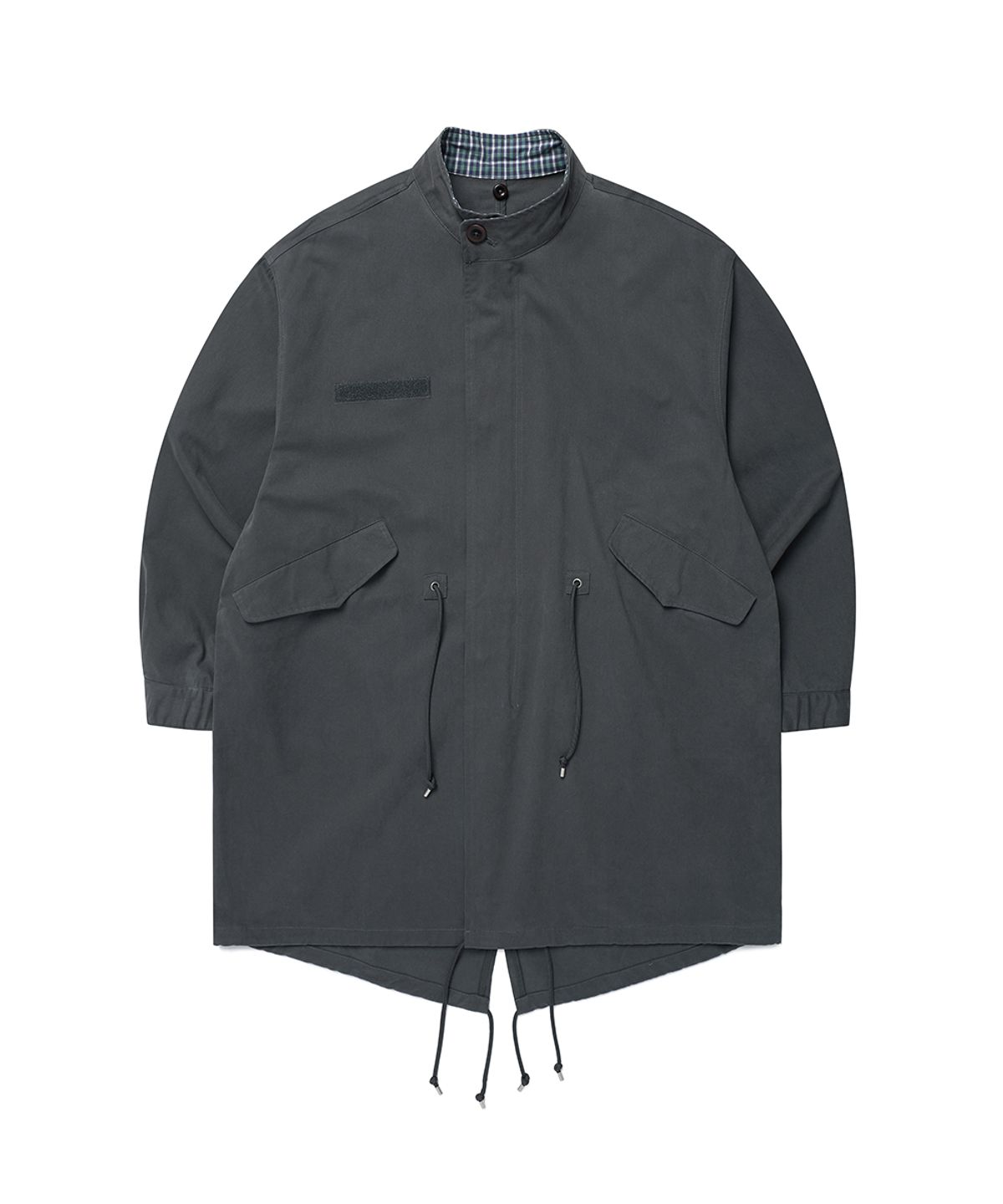카비시(CAVISH) CHECK HOODED FISHTAIL JACKET CHARCOAL(CV2GFFB960A)