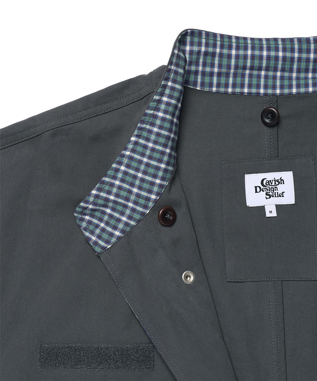 카비시(CAVISH) CHECK HOODED FISHTAIL JACKET CHARCOAL(CV2GFFB960A)