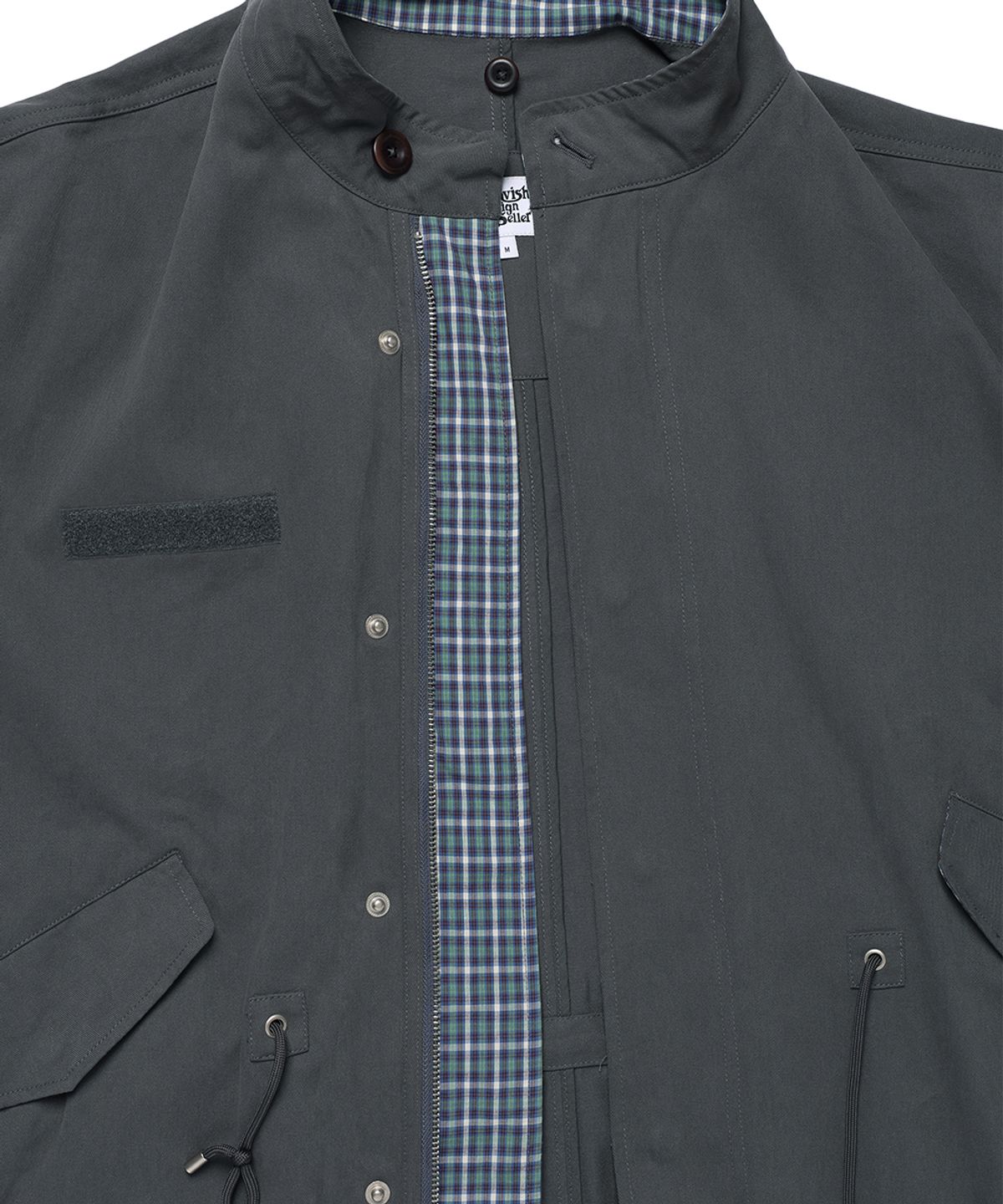 카비시(CAVISH) CHECK HOODED FISHTAIL JACKET CHARCOAL(CV2GFFB960A)