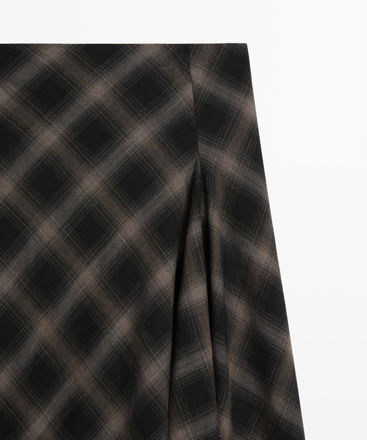 마시모두띠(MASSIMO DUTTI) 울 코튼 체크 트임 미디 스커트