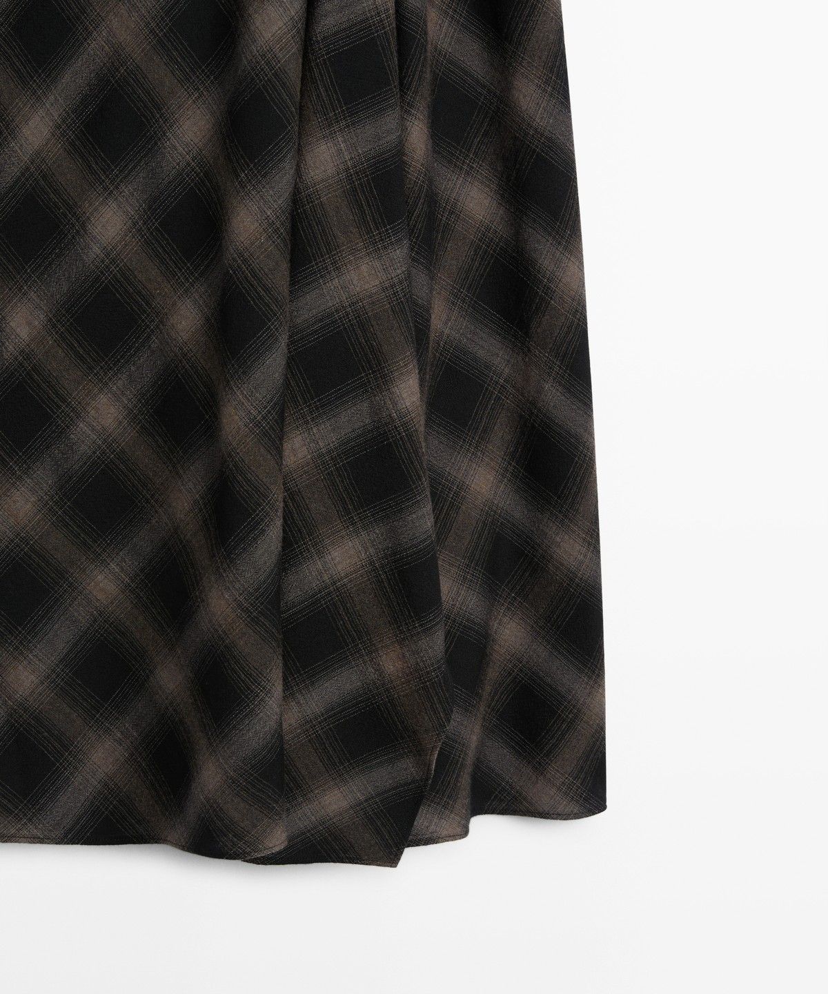 마시모두띠(MASSIMO DUTTI) 울 코튼 체크 트임 미디 스커트