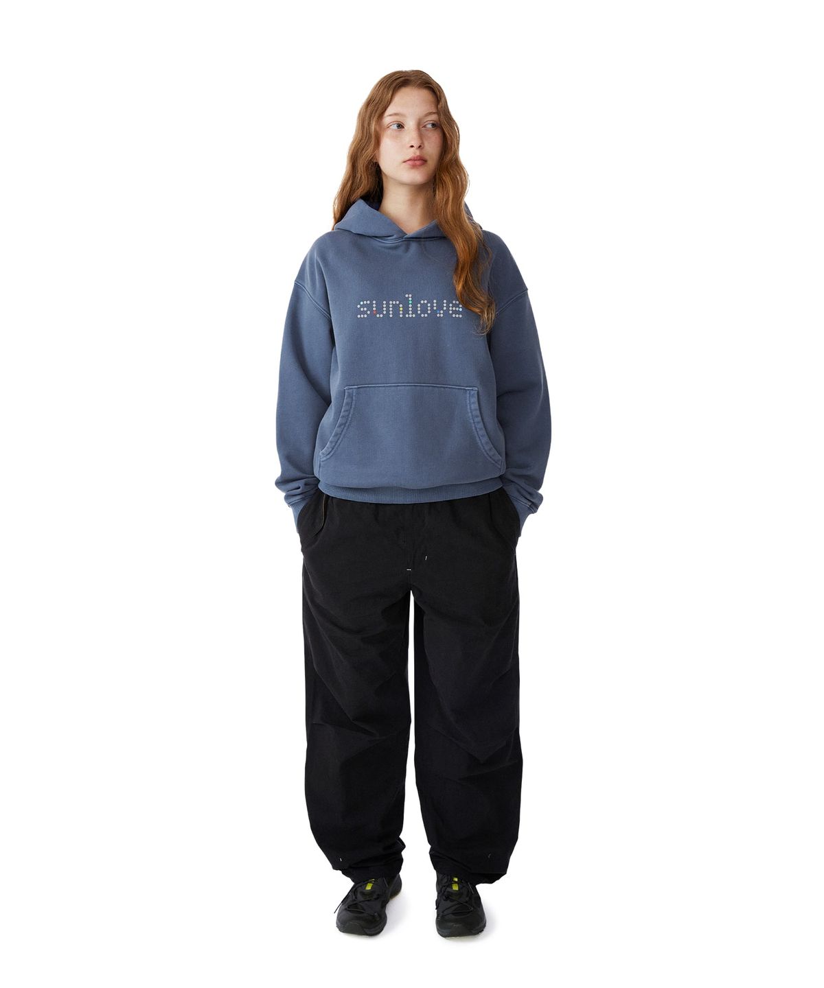 썬러브투어(SUNLOVETOUR) Dots Brushed Hoodie Light Navy