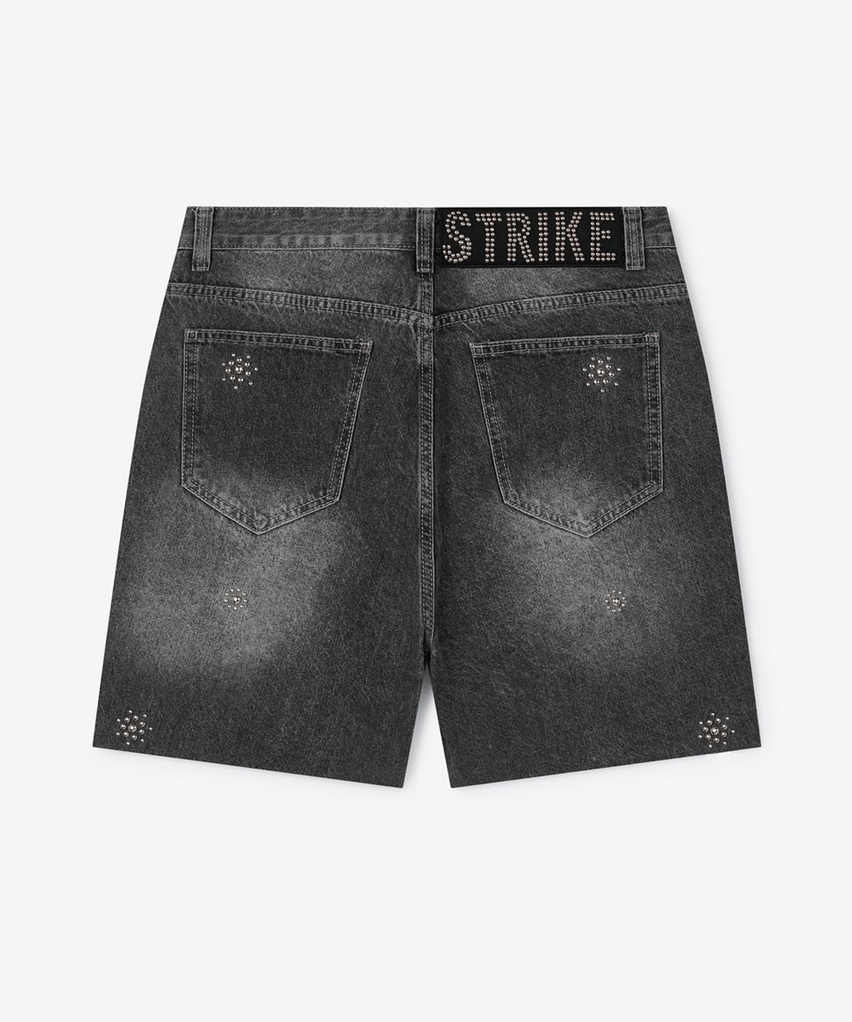 스트라이크(STRIKE) Atelier Studded Denim Cut-Off Shorts (CHARCOAL)