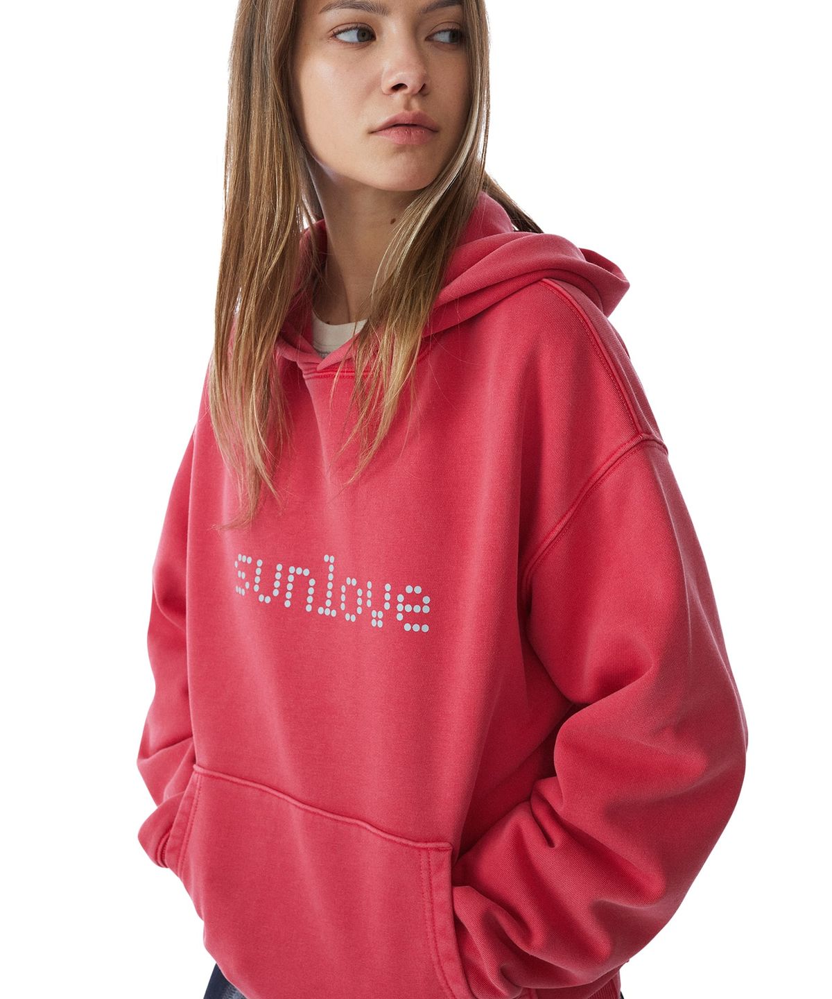 썬러브투어(SUNLOVETOUR) Dots Brushed Hoodie Pink