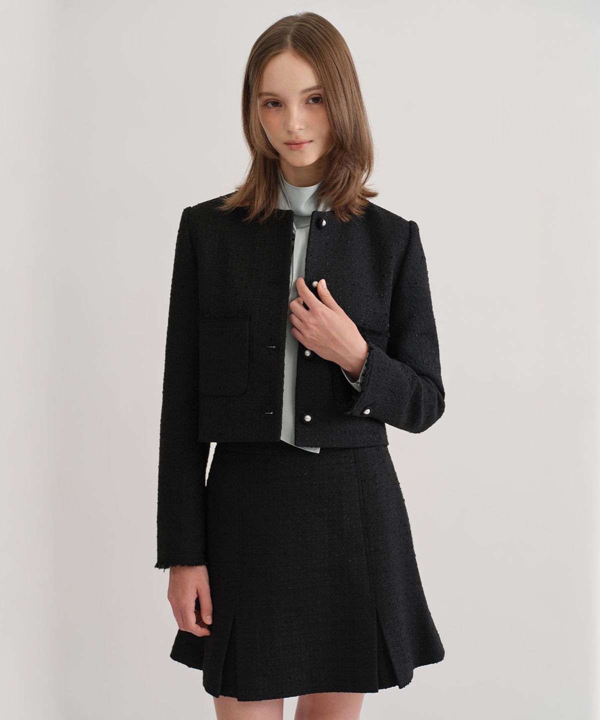 토와브(TOWAV) LEMAY TWEED SKIRT_BLACK