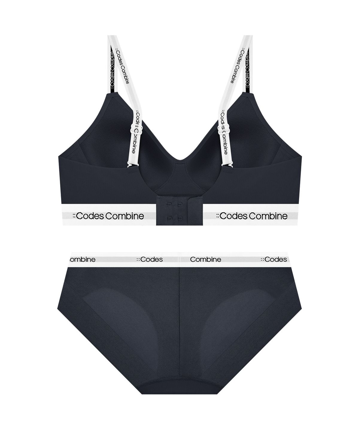 코데즈컴바인 이너웨어(CODES COMBINE INNERWEAR) 프리핏 골지 노와이어 브라 팬티 세트_딥그레이